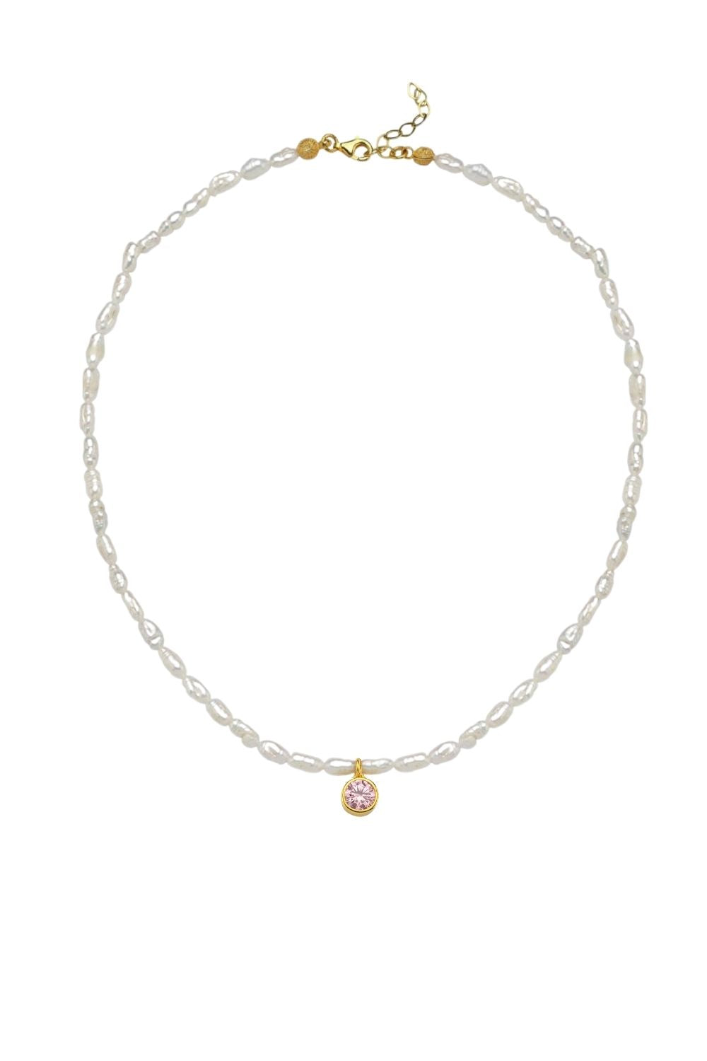 Linya Jewellery-Cosmic Küçük İncili Burç Kolye Pembe-Kolye-1-fleurdirect.live