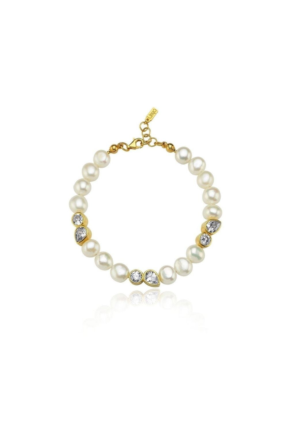 Linya Jewellery-Diana Beyaz Taşlı İnci Bileklik-Bileklik-1-fleurdirect.live