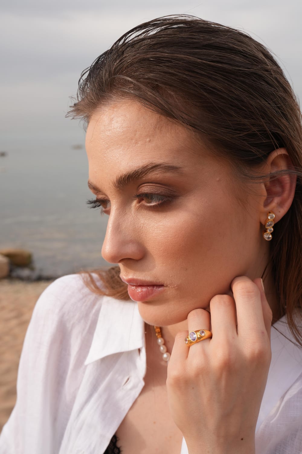 Linya Jewellery-Diana Renkli Dört Taşlı Küpe-Küpe-2-fleurdirect.live