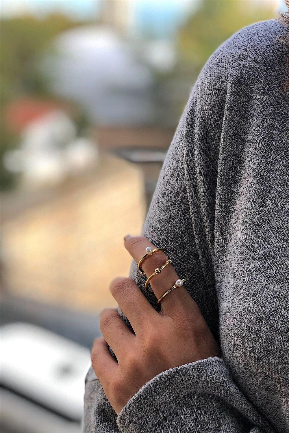 Linya Jewellery-Dönen Incili Yüzük Gold-Yüzük-2-fleurdirect.live