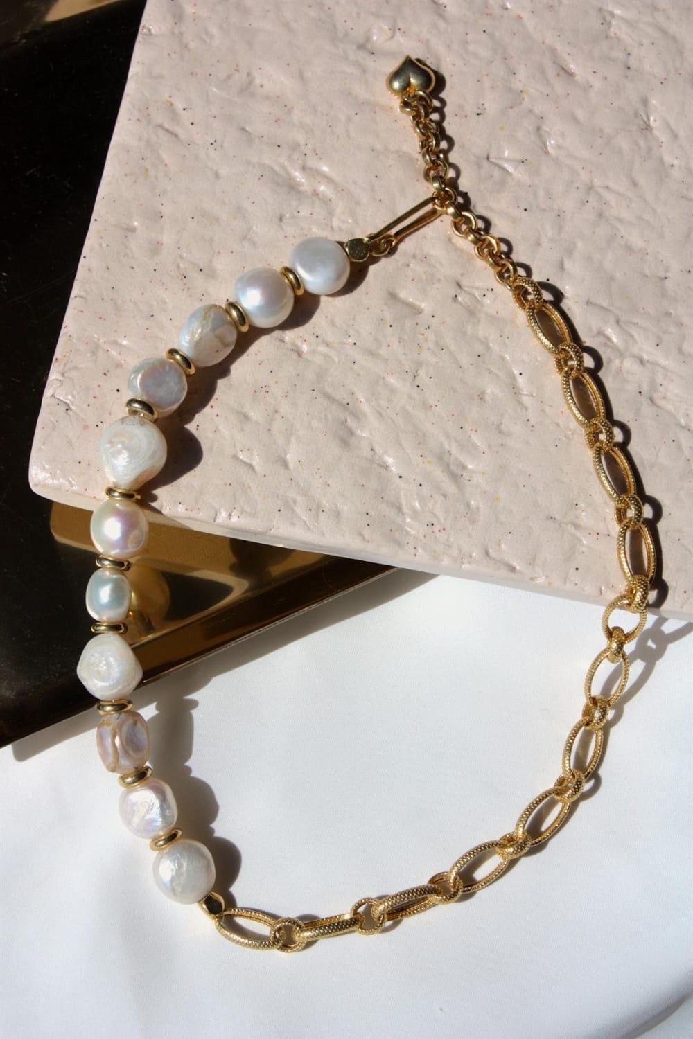Linya Jewellery-Enna Zincir Barok İnci Kolye-Kolye-5-fleurdirect.live
