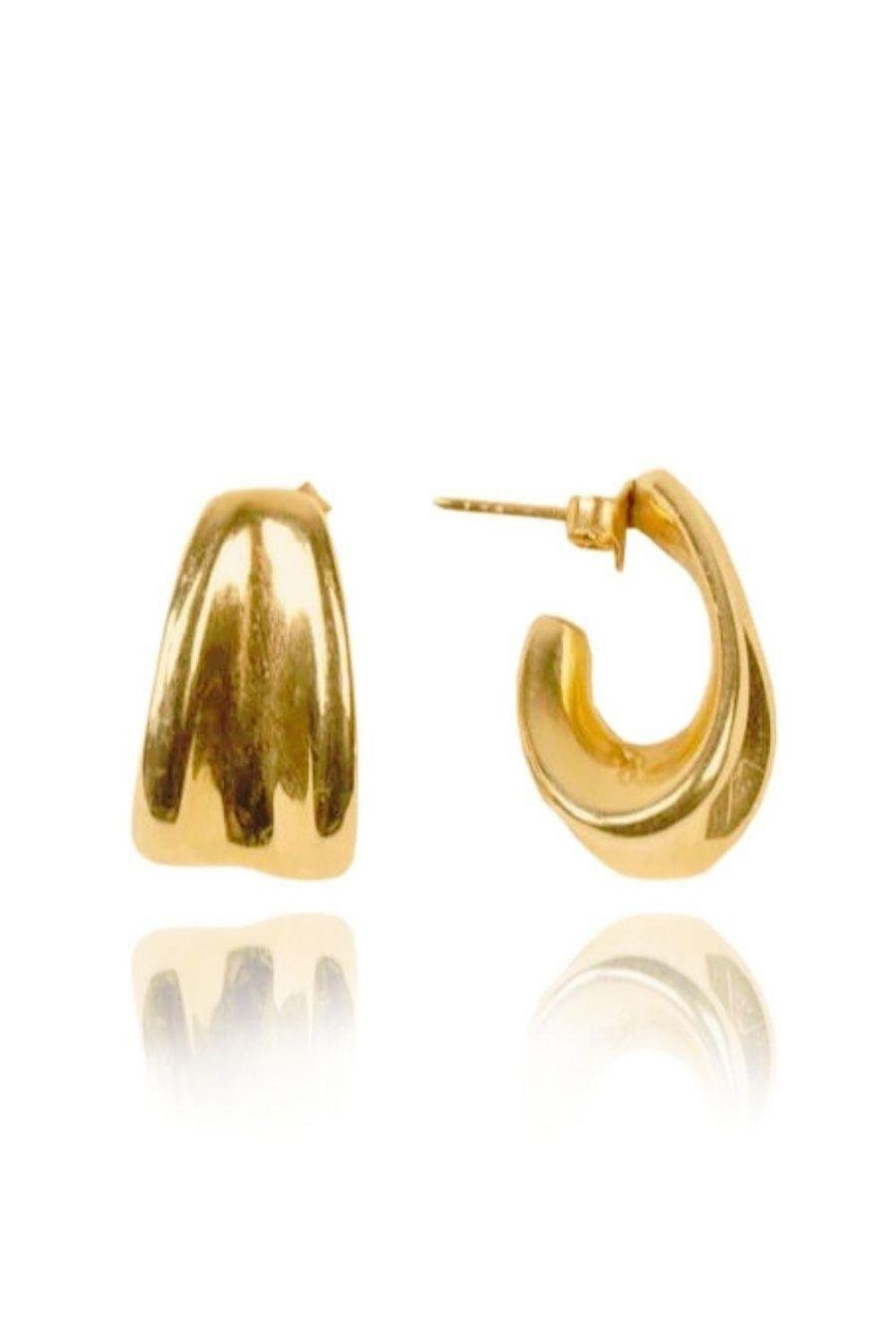 Linya Jewellery-Erica Amorf Halka Küpe Gold-Küpe-1-fleurdirect.live
