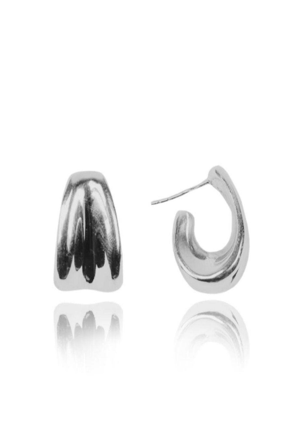 Linya Jewellery-Erica Amorf Halka Küpe Gümüş-Küpe-1-fleurdirect.live