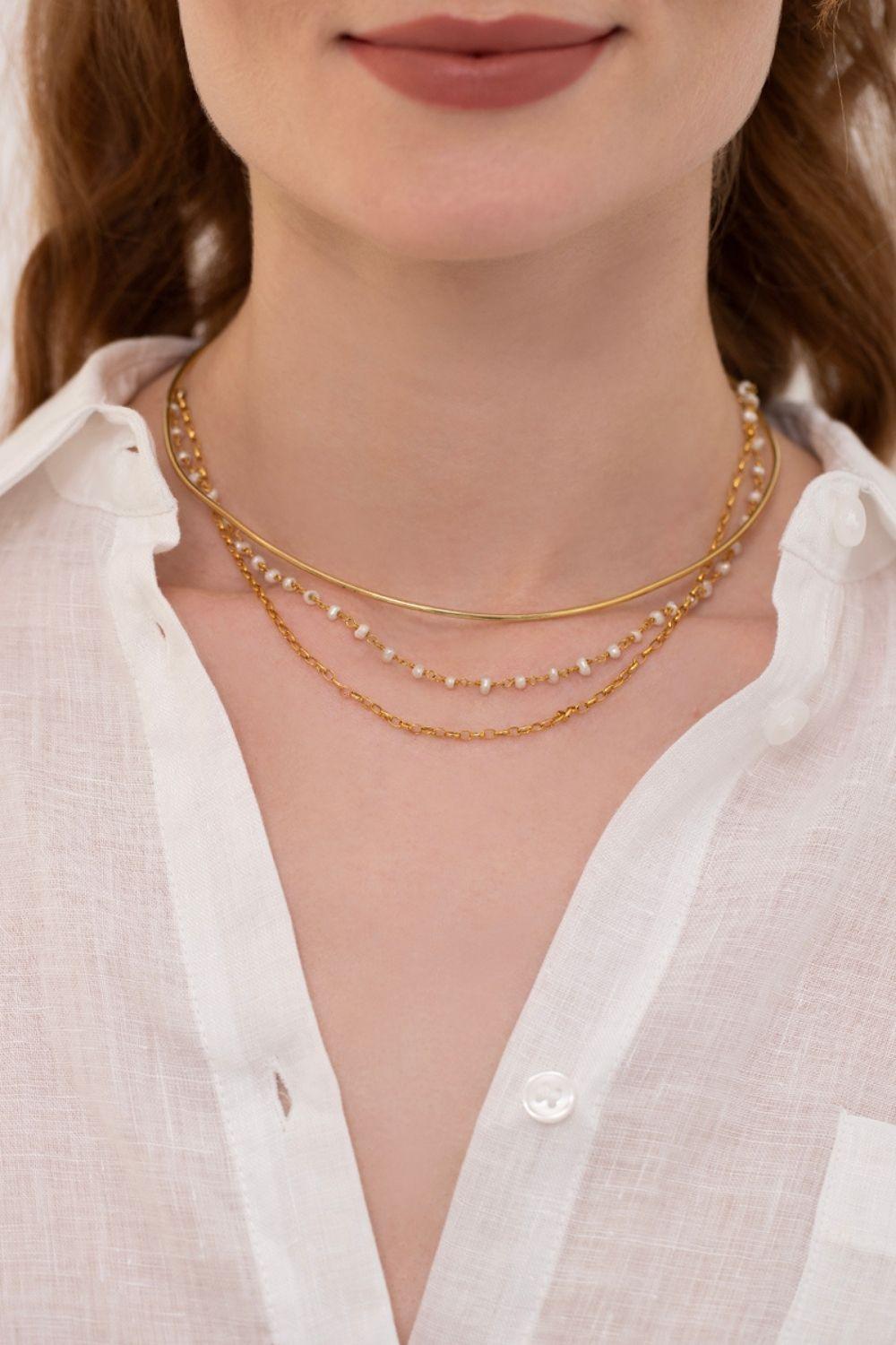 Linya Jewellery-İnci Zincir Choker-Kolye-2-fleurdirect.live