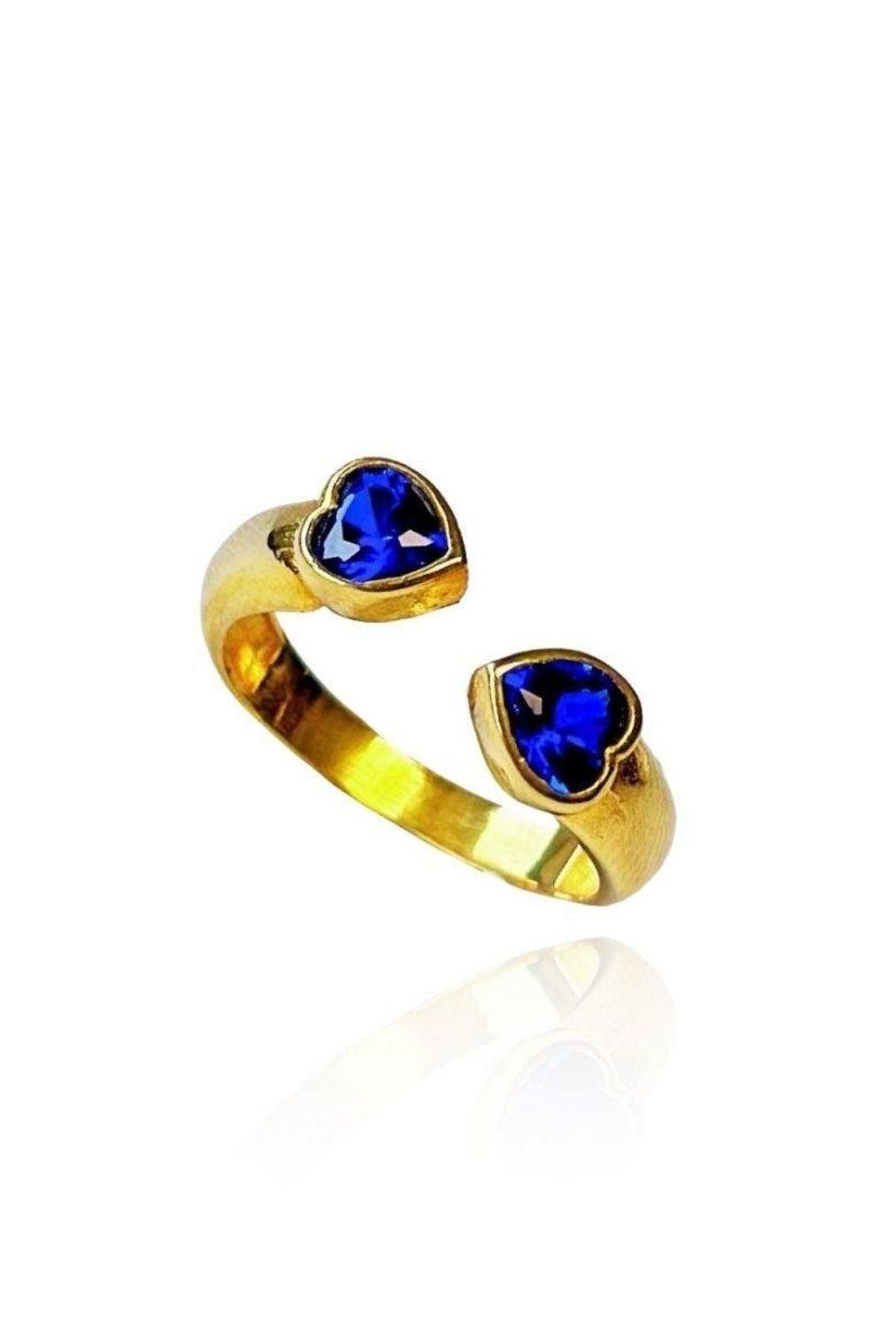 Linya Jewellery-Kalpli Lacivert Taşlı Yüzük-Yüzük-1-fleurdirect.live