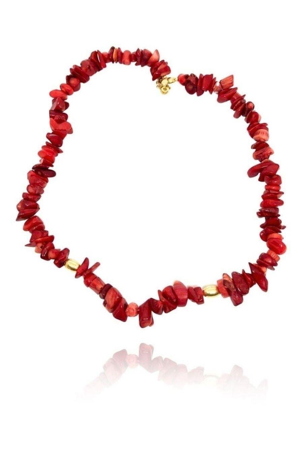 Linya Jewellery-Kırmızı Mercan Gümüş Toplu Kolye-Kolye-1-fleurdirect.live