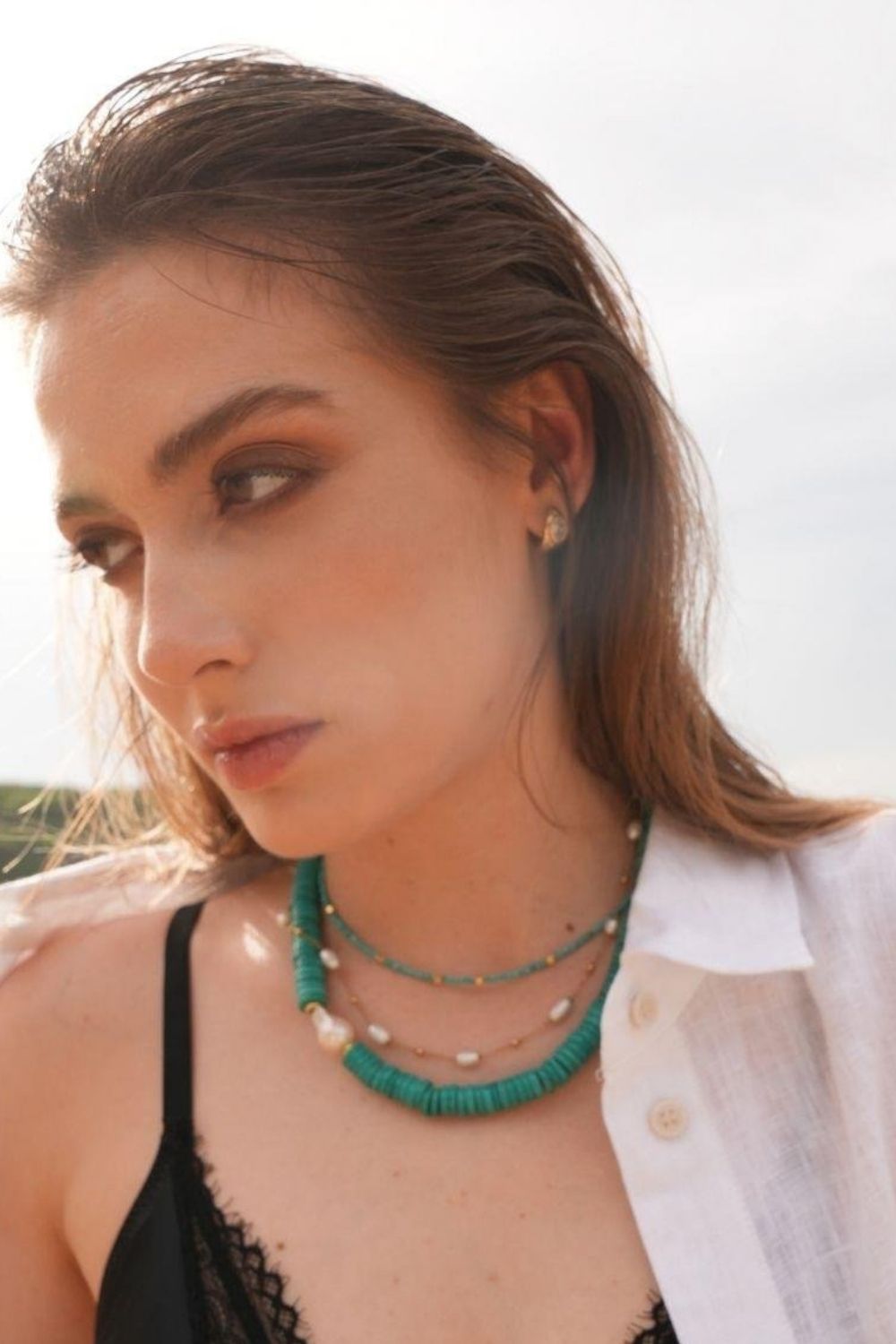 Linya Jewellery-Lana Turkuaz Küçük Toplu Kolye-Kolye-3-fleurdirect.live