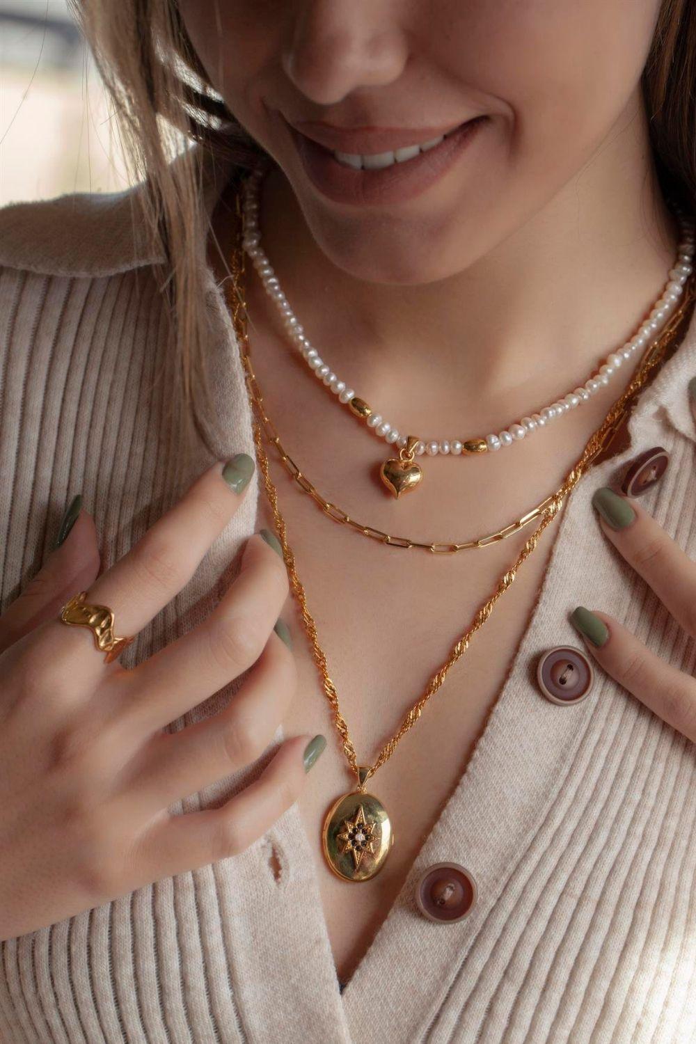 Linya Jewellery-Letsy Kalp İnci Kolye-Kolye-3-fleurdirect.live
