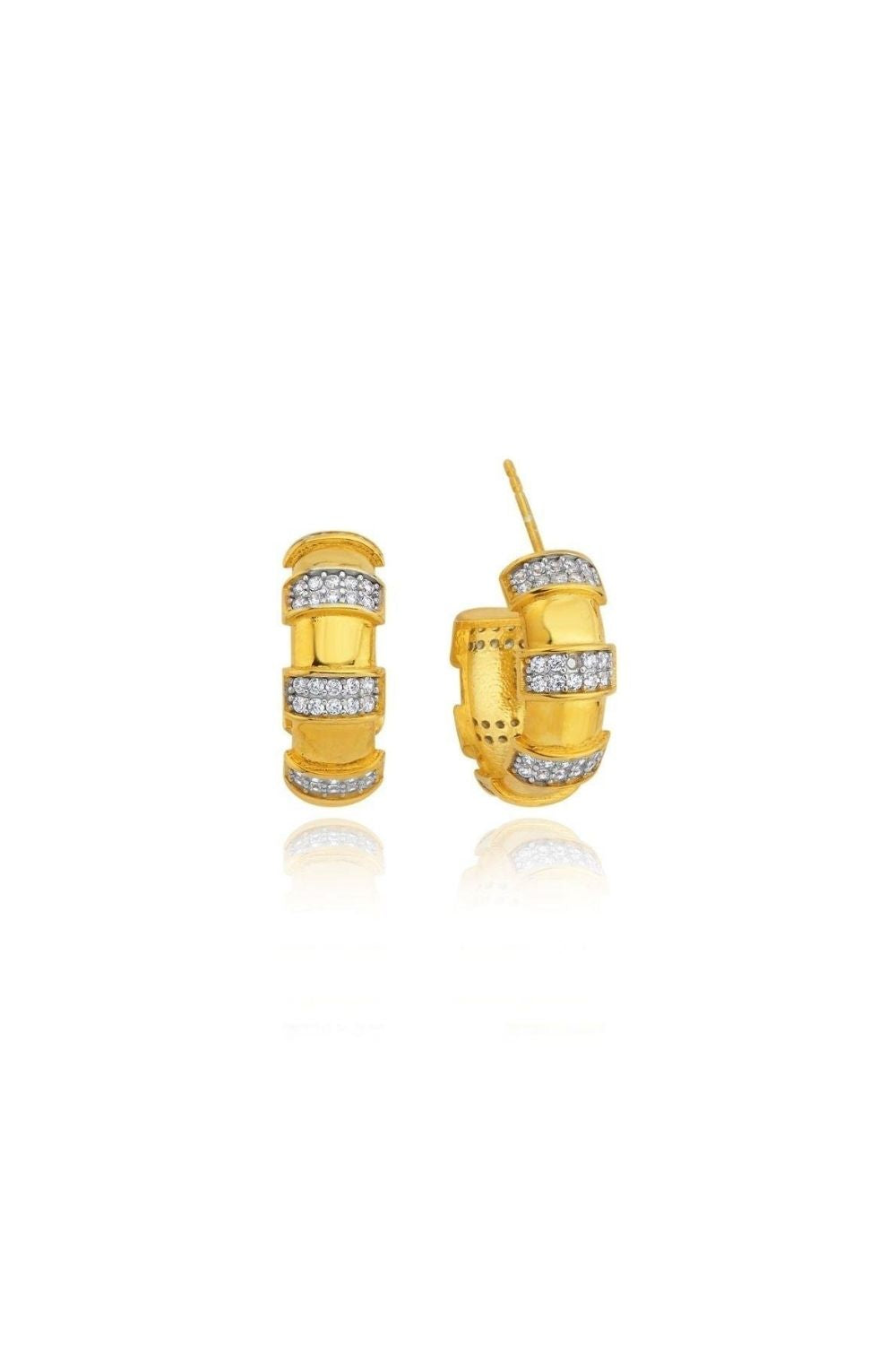 Linya Jewellery-Lili Beyaz Taşlı Halka Küpe-Küpe-1-fleurdirect.live