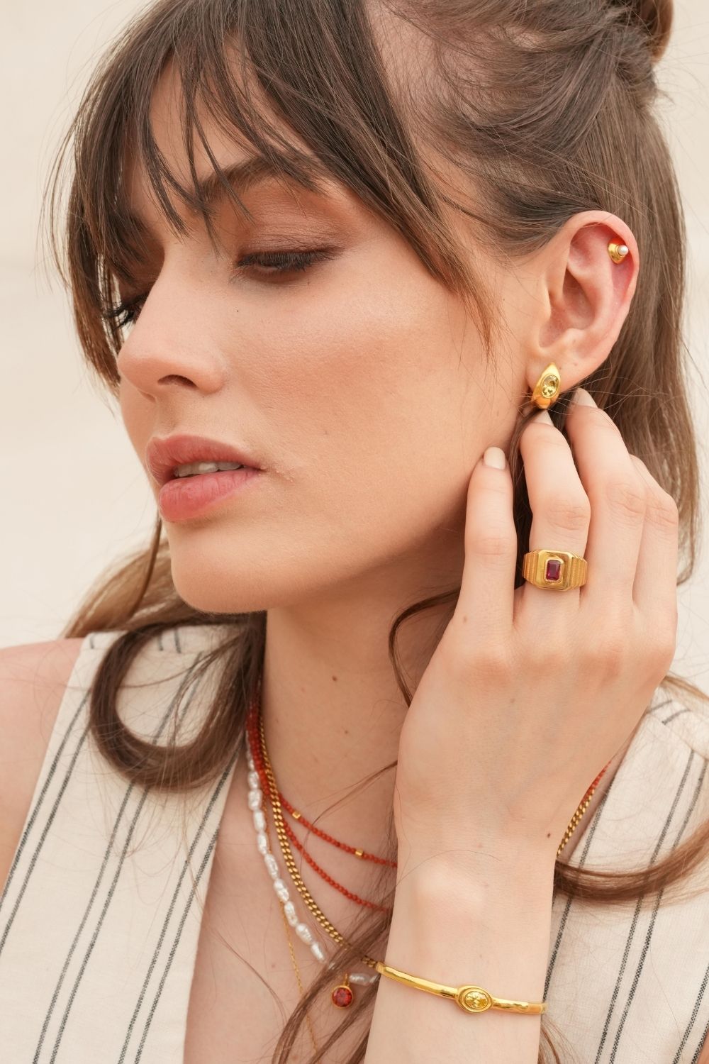 Linya Jewellery-Lina Sarı Damla Taşlı Küpe-Küpe-2-fleurdirect.live