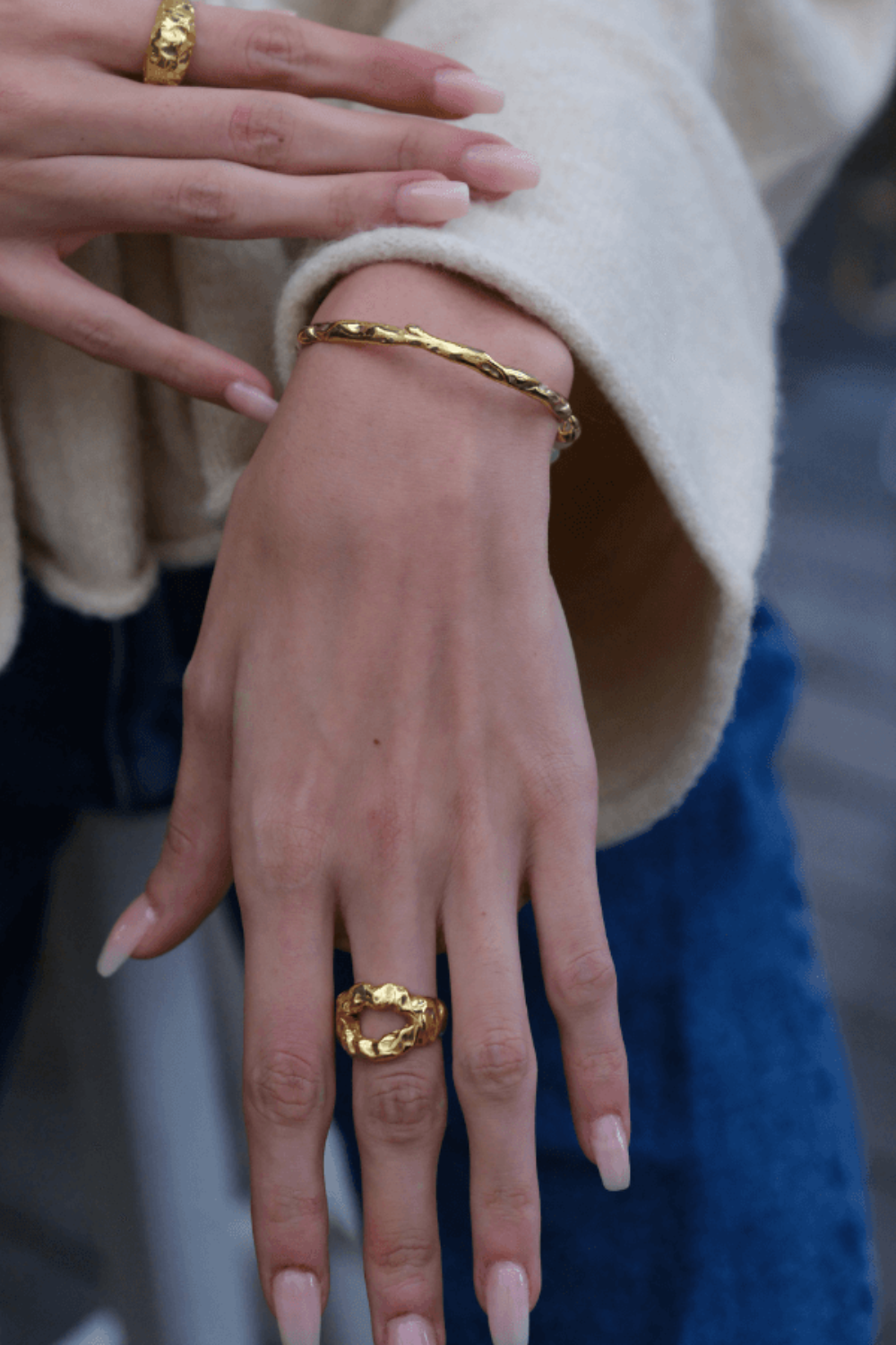 Linya Jewellery-Mazu Amorf Yüzük Gold-Yüzük-4-fleurdirect.live