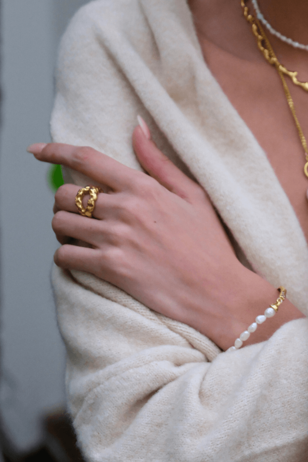 Linya Jewellery-Mazu Amorf Yüzük Gold-Yüzük-5-fleurdirect.live