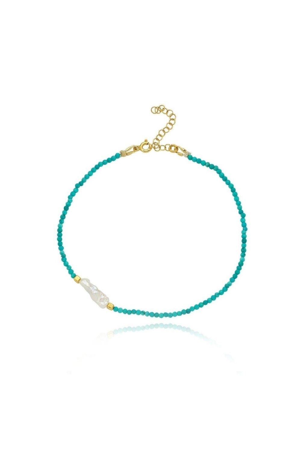 Linya Jewellery-Megy Turkuaz Küçük İncili Halhal-Halhal-1-fleurdirect.live