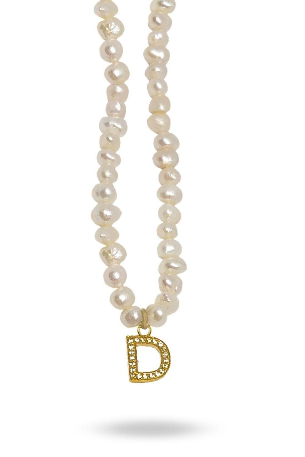 Linya Jewellery-Mono D Harfli İnci Kolye-Kolye-1-fleurdirect.live