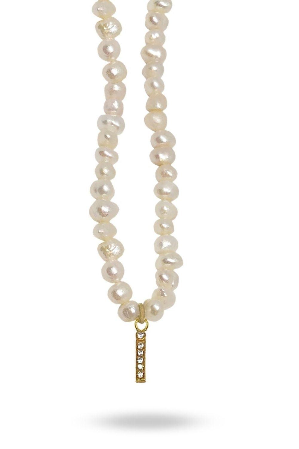 Linya Jewellery-Mono I Harfli İnci Kolye-Kolye-1-fleurdirect.live