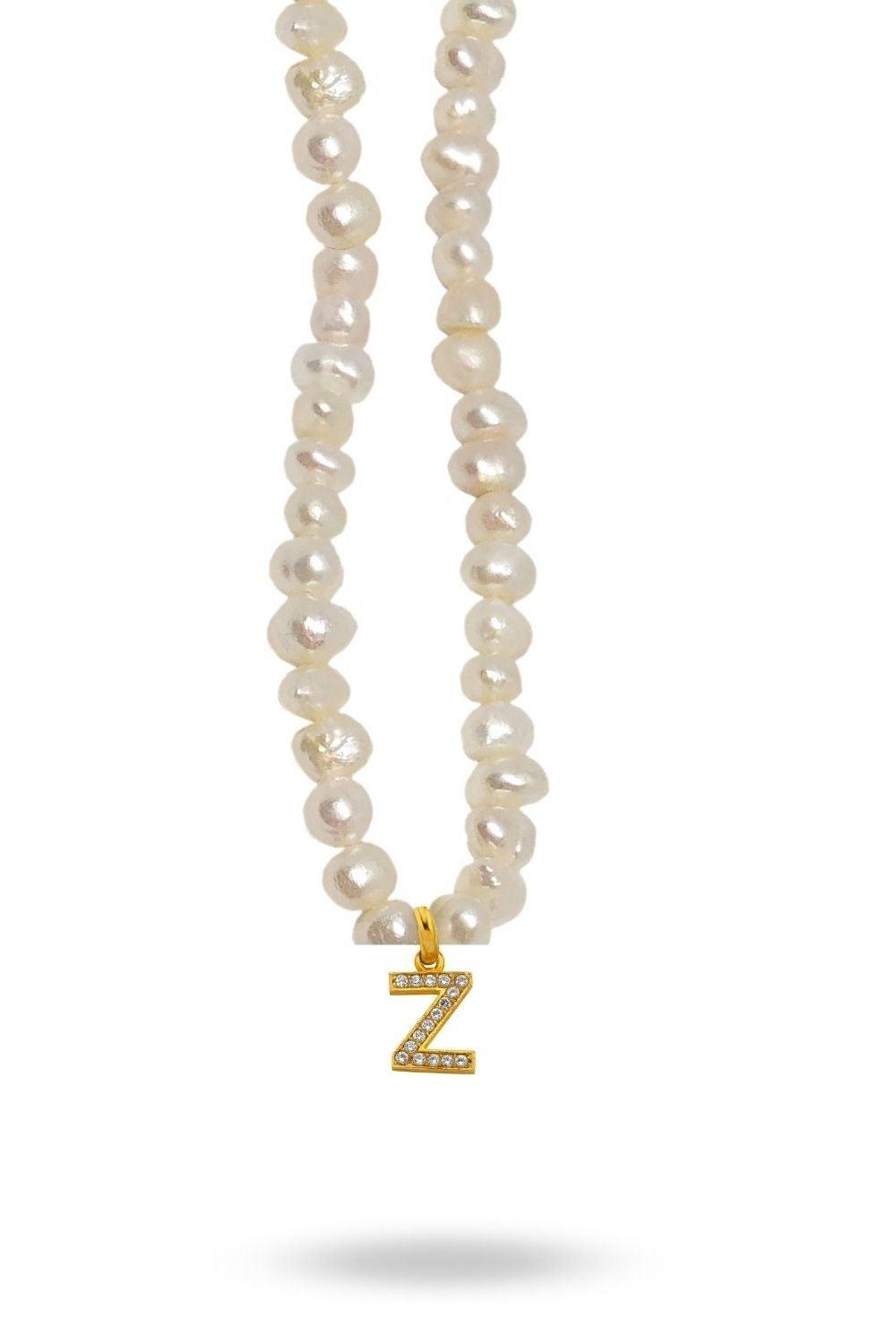 Linya Jewellery-Mono Z Harfli İnci Kolye-Kolye-1-fleurdirect.live
