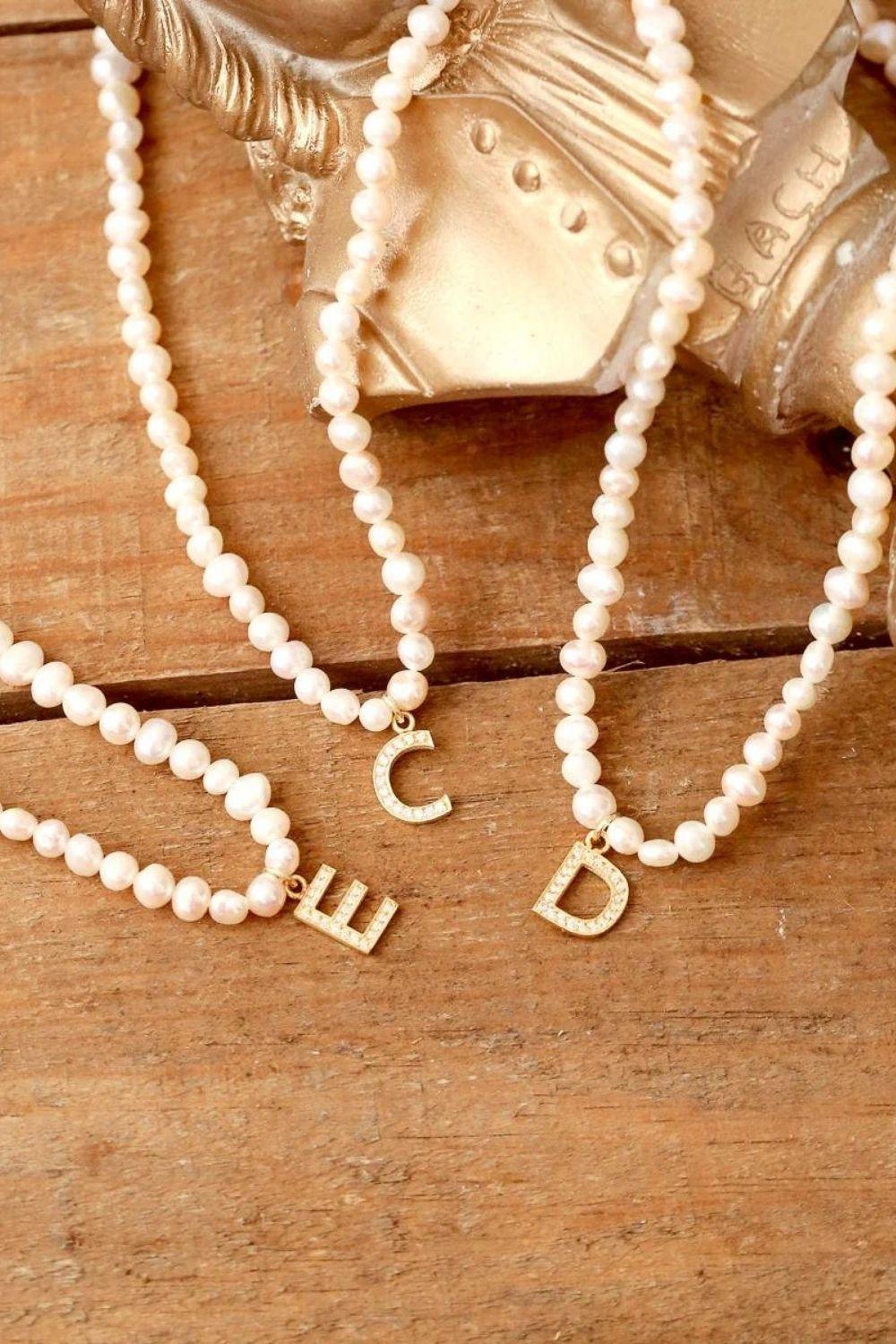 Linya Jewellery-Mono Z Harfli İnci Kolye-Kolye-4-fleurdirect.live