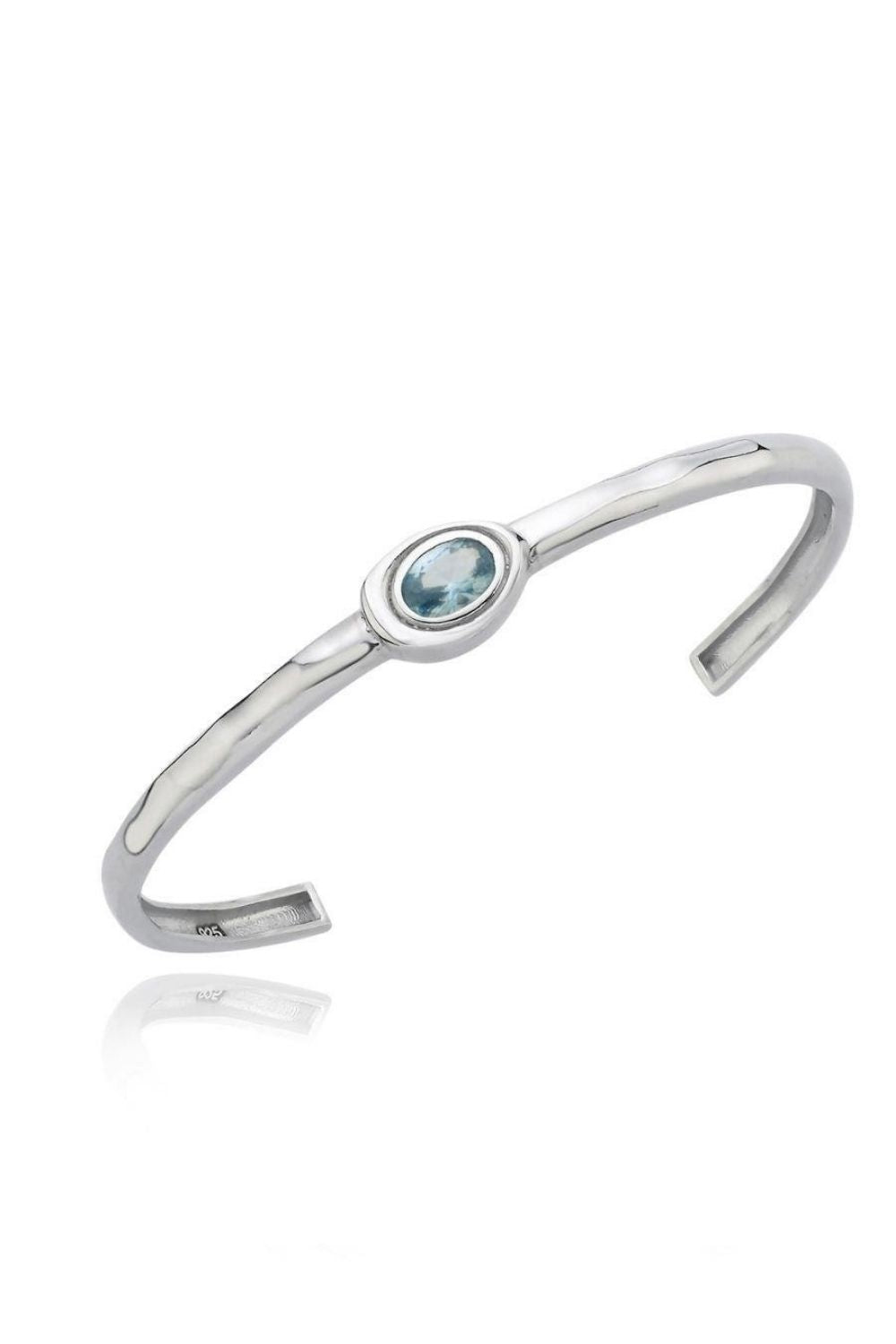 Linya Jewellery-Olivia Mavi Taşlı Kelepçe Gümüş-Bileklik-1-fleurdirect.live