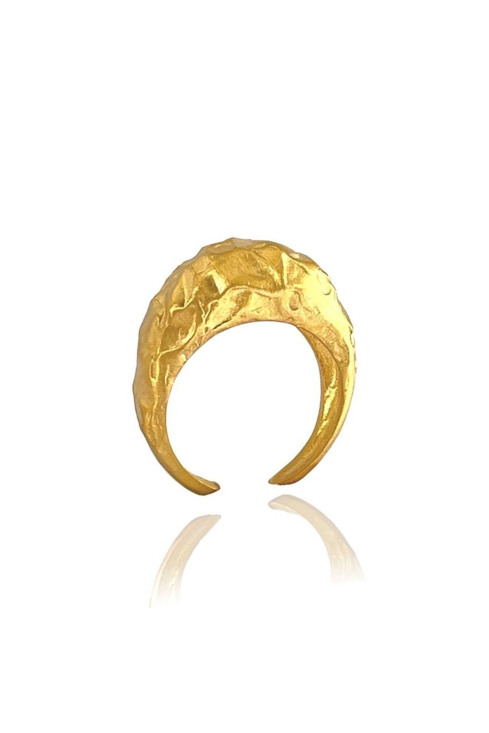 Linya Jewellery-Pary Amorf Mat Gold Oval Yüzük-Yüzük-1-fleurdirect.live