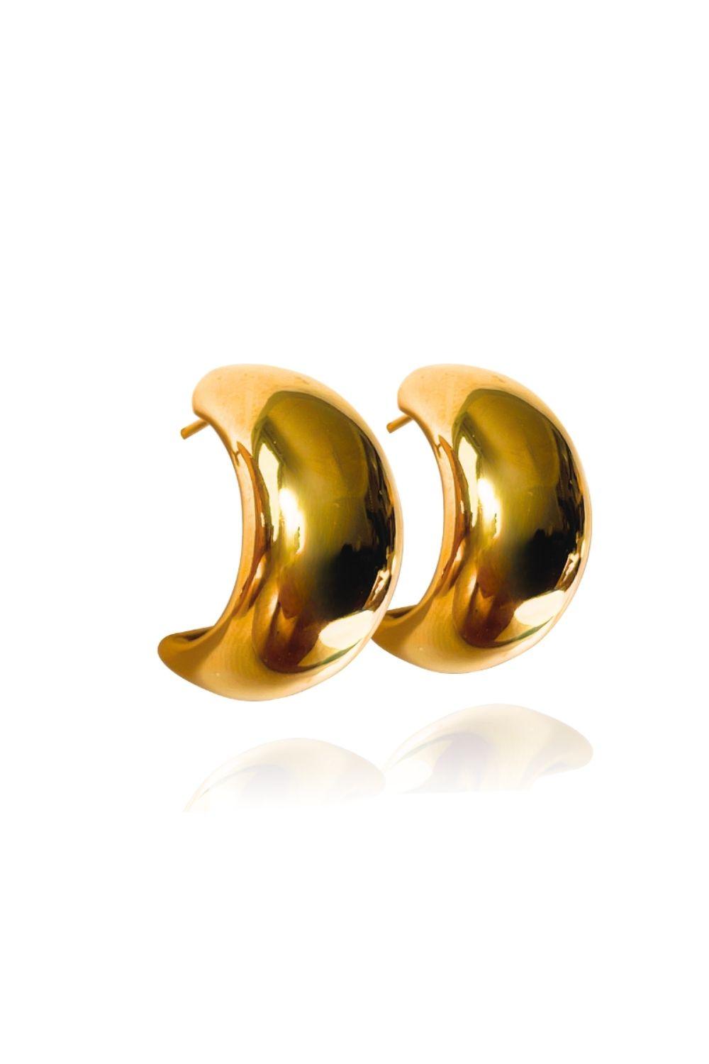 Linya Jewellery-Pety Yarım Yuvarlak Gold Halka Küpe-Küpe-1-fleurdirect.live