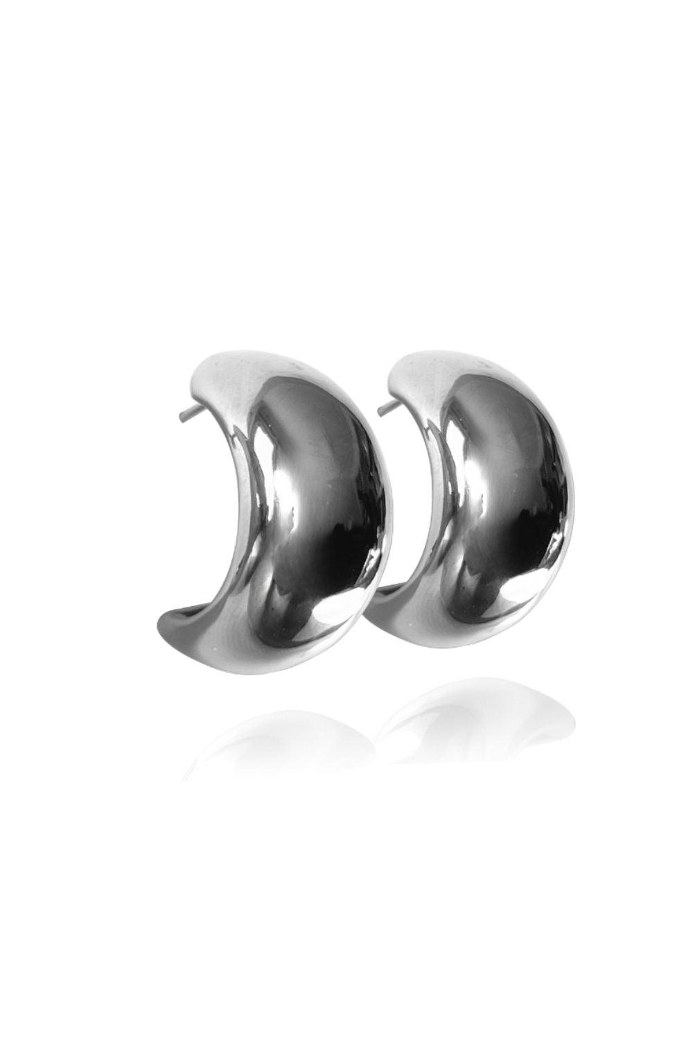 Linya Jewellery-Pety Yarım Yuvarlak Gümüş Halka Küpe-Küpe-1-fleurdirect.live