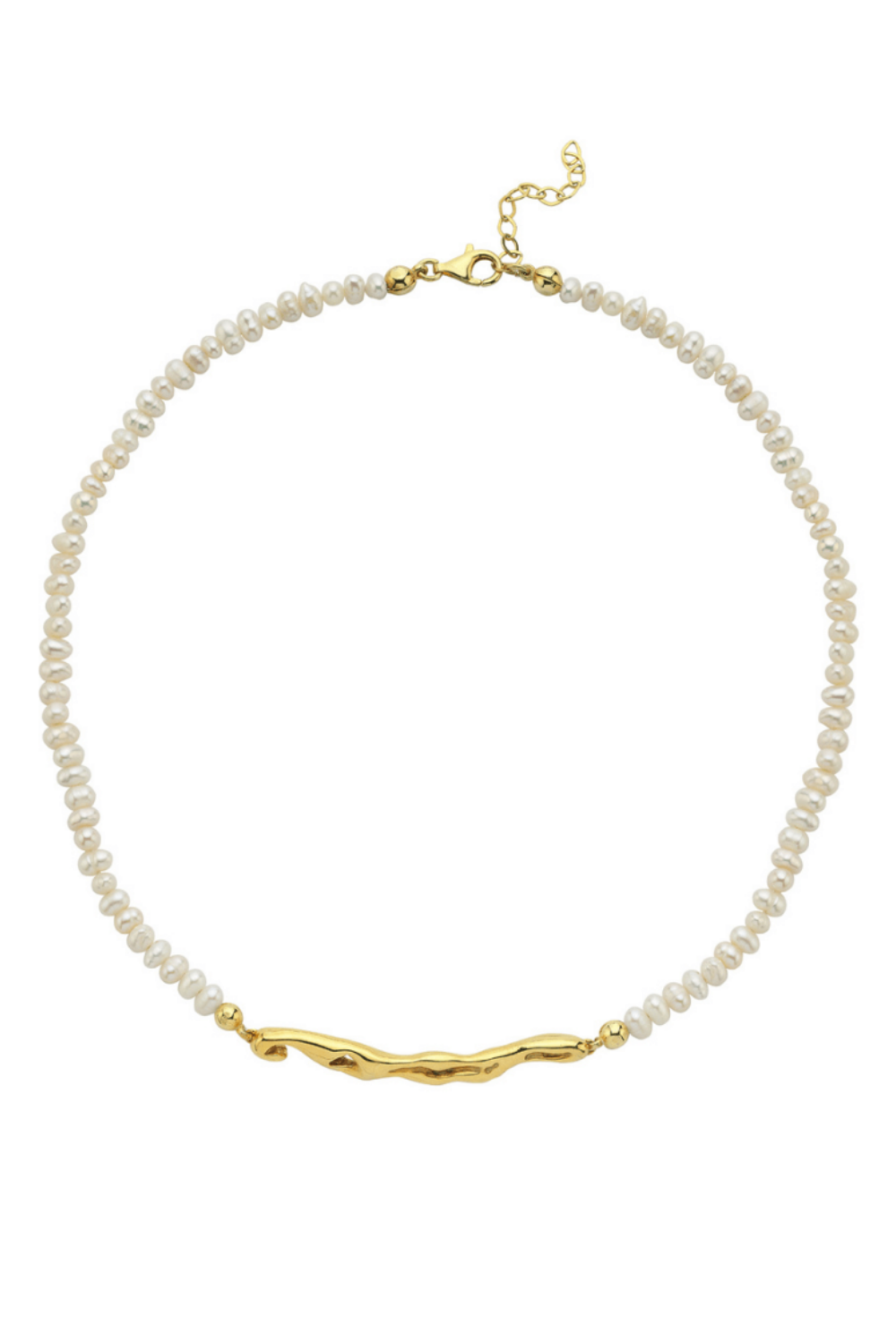 Linya Jewellery-Pontus Damla Yatay İnci Kolye Gold-Kolye-1-fleurdirect.live