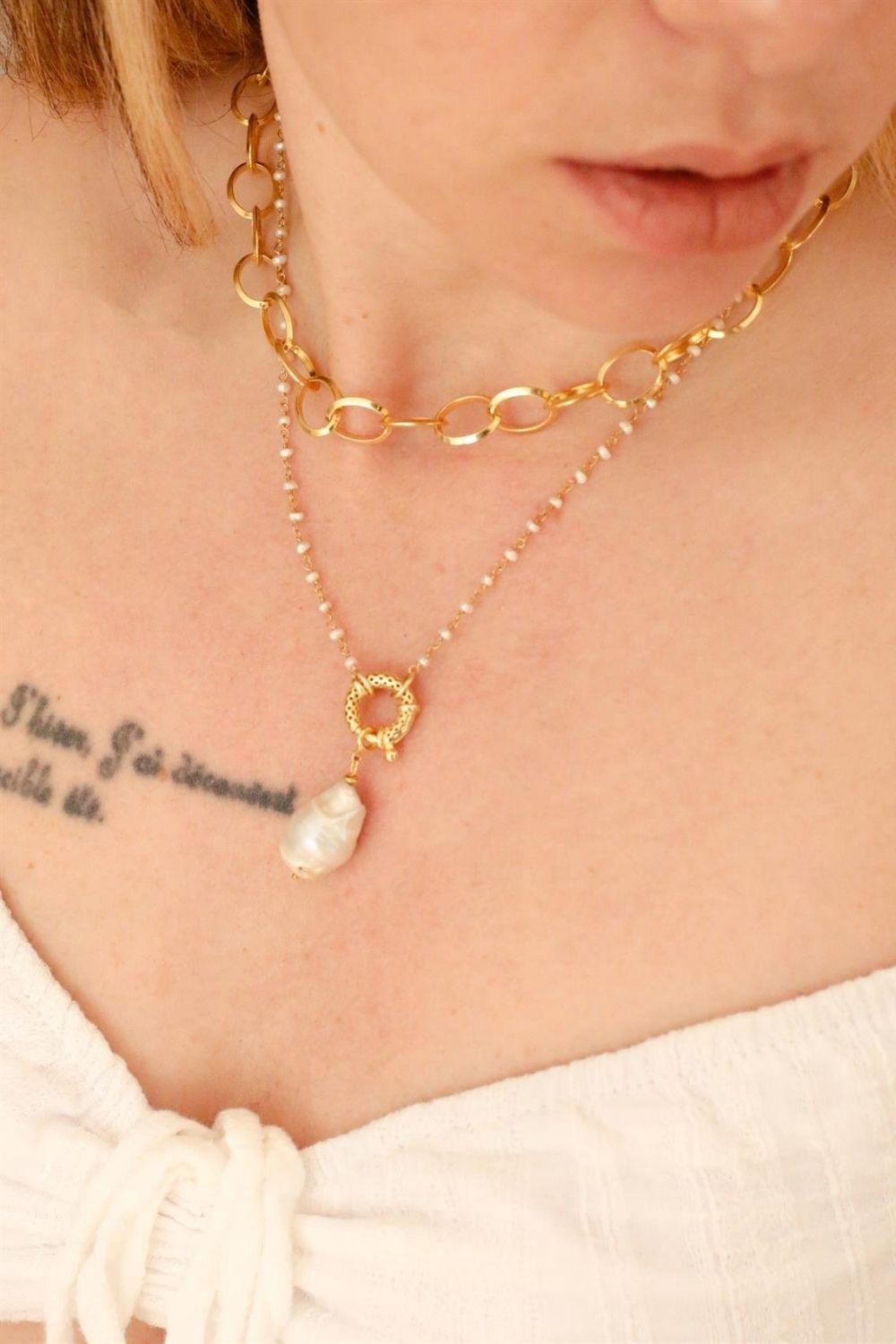 Linya Jewellery-Pretty İnci Zincir Kolye-Kolye-2-fleurdirect.live