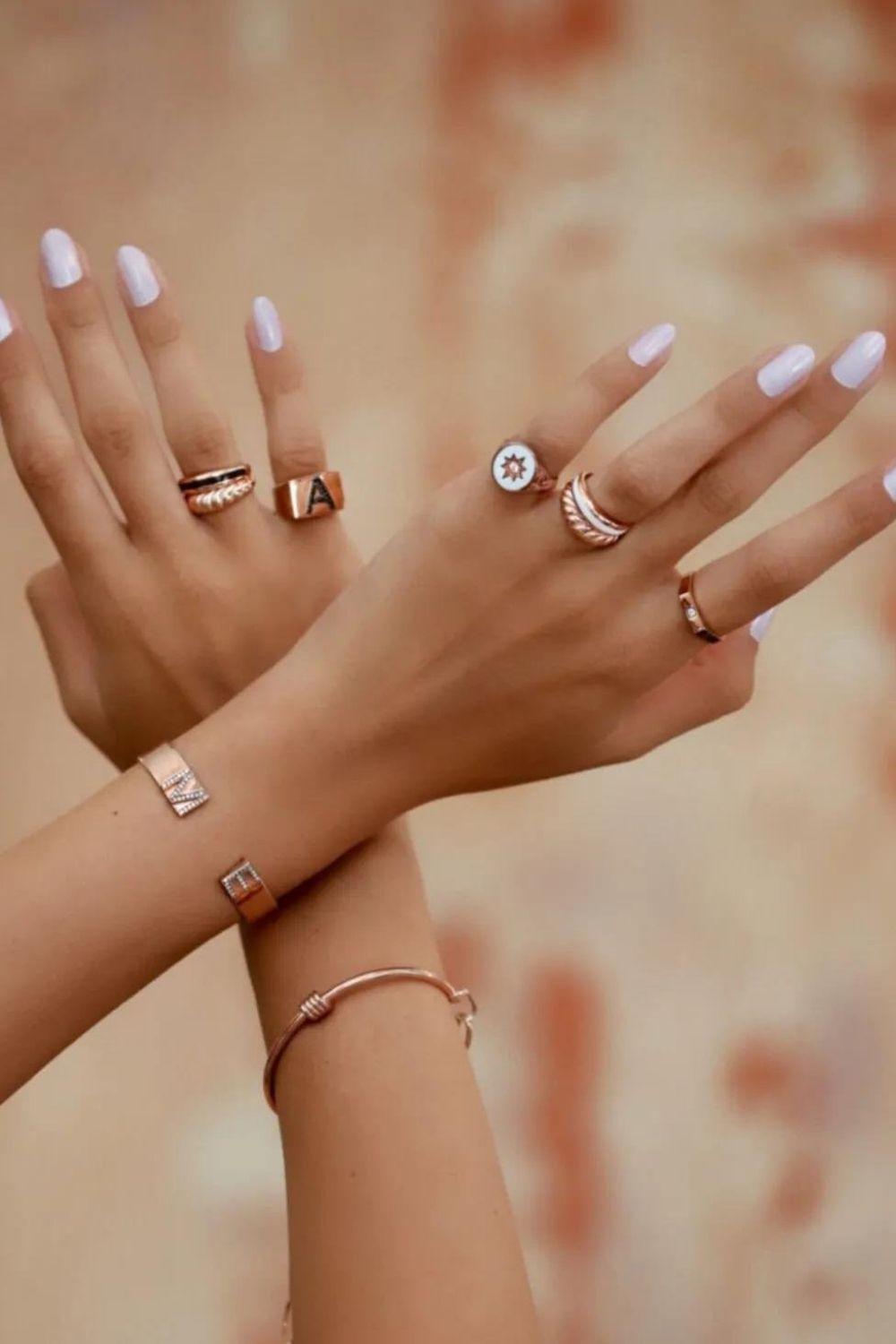 Linya Jewellery-Rosa Beyaz Mineli Yüzük Rose Gold-Yüzük-1-fleurdirect.live