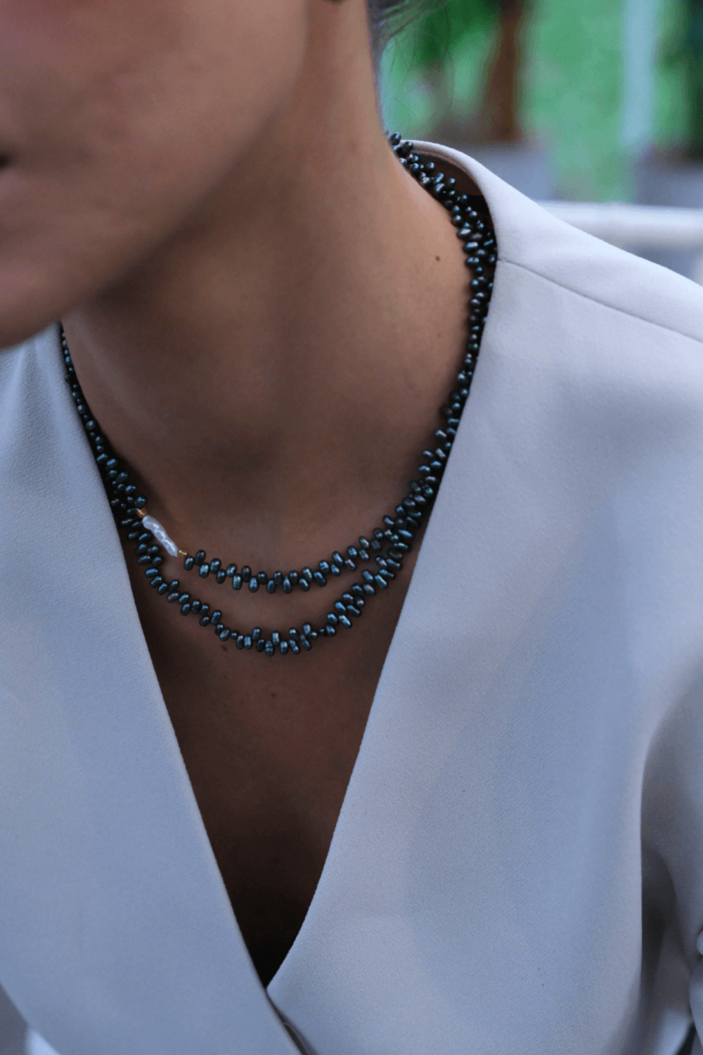 Linya Jewellery-Triton Asimetrik Siyah İnci Kolye-Kolye-2-fleurdirect.live