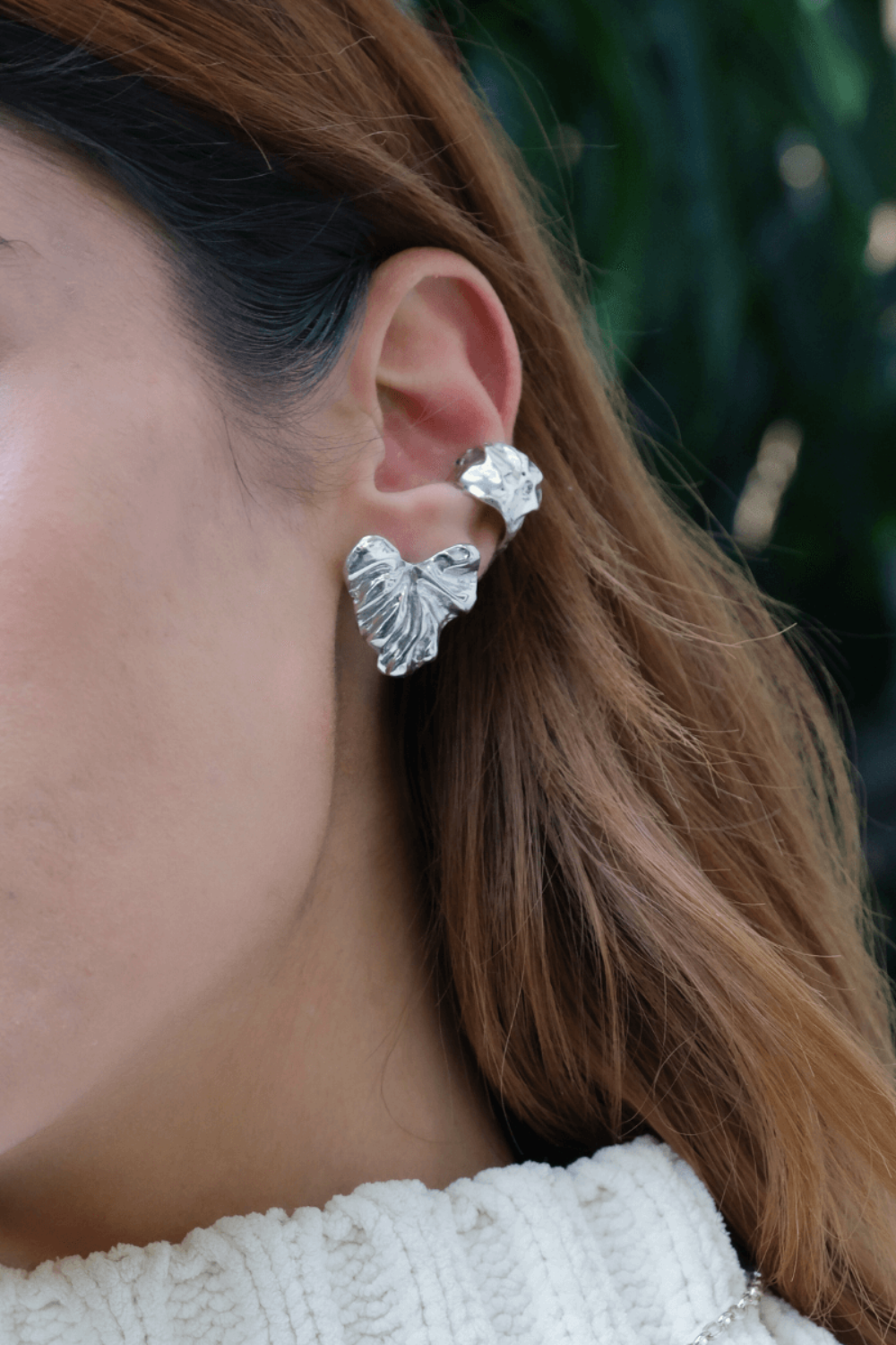 Linya Jewellery-Vory Amorf Kalp Küpe Gümüş-Küpe-2-fleurdirect.live