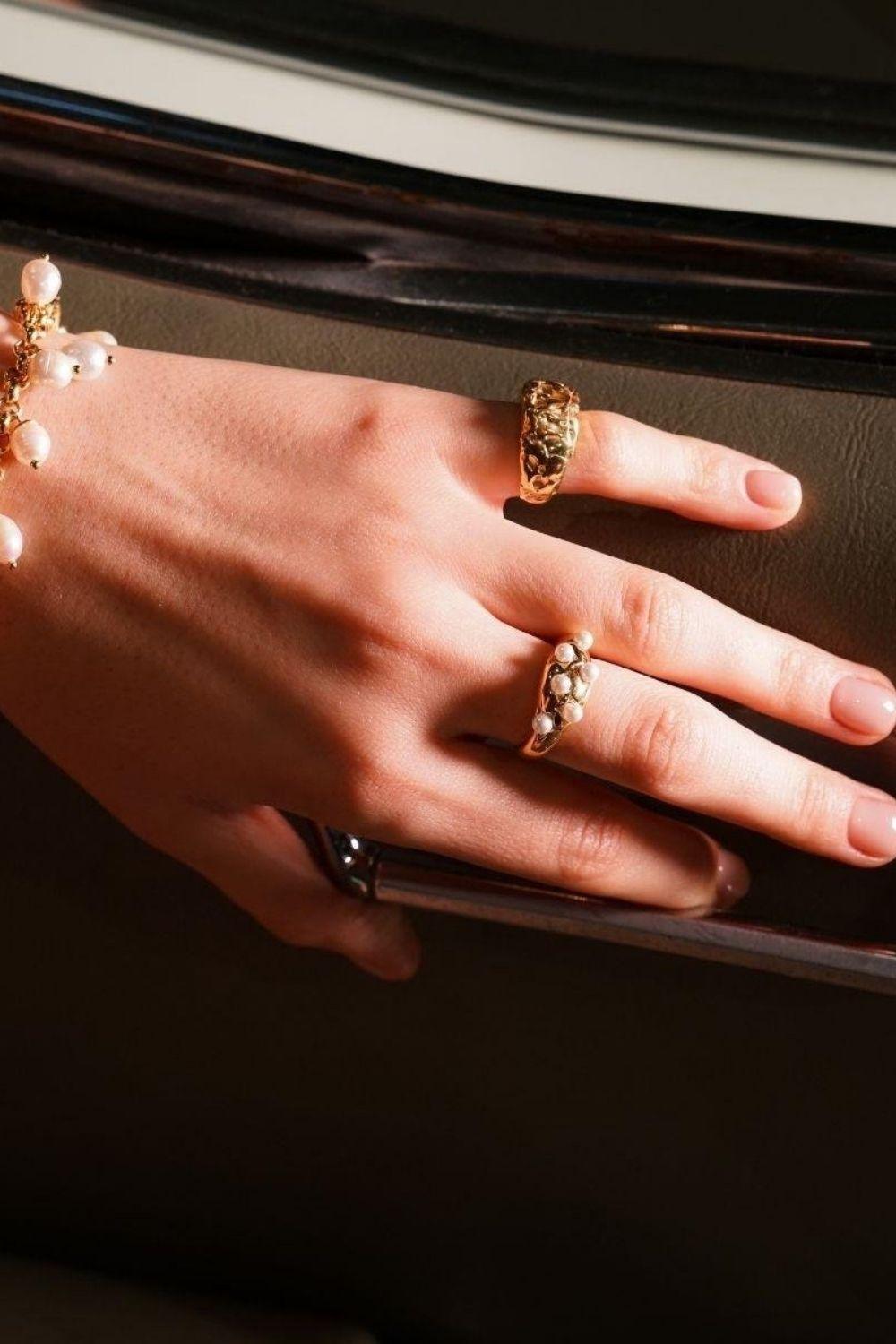 Linya Jewellery-Yıldız İnci Yüzük Gold-Yüzük-2-fleurdirect.live