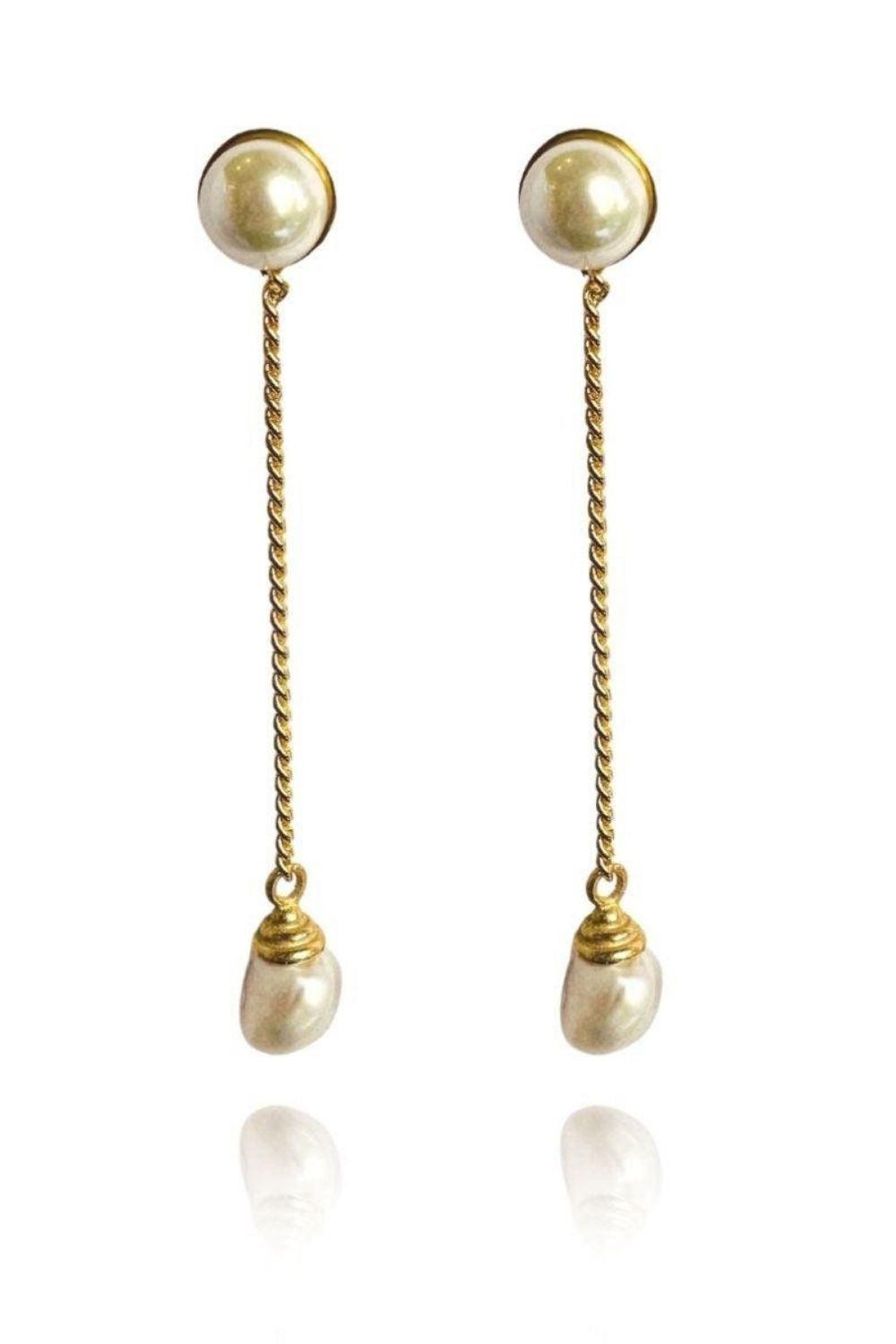 Linya Jewellery-Zincirli İnci Küpe-Küpe-1-fleurdirect.live