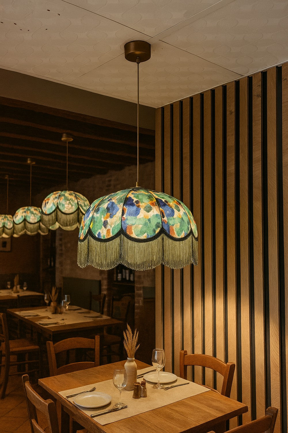 Motto Home Design-Sofia Paint Desenli Püsküllü El Yapımı Kumaş Avize-Avize-11-fleurdirect.live