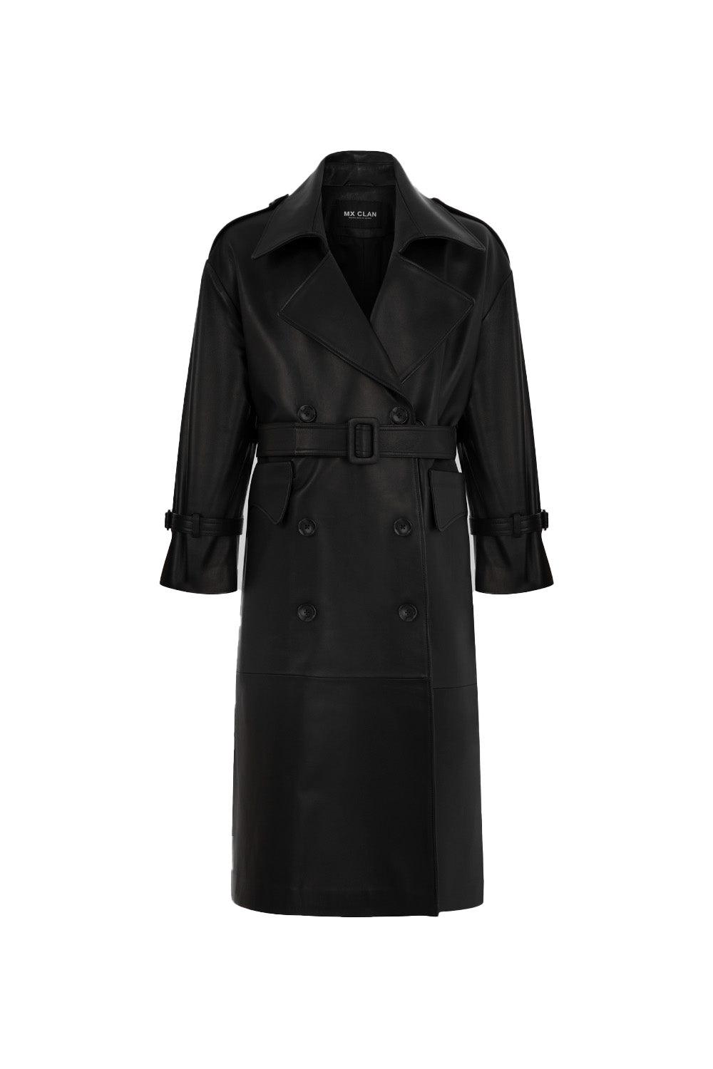 MX Clan-Leather Coat Siyah-Trençkot-1-fleurdirect.live