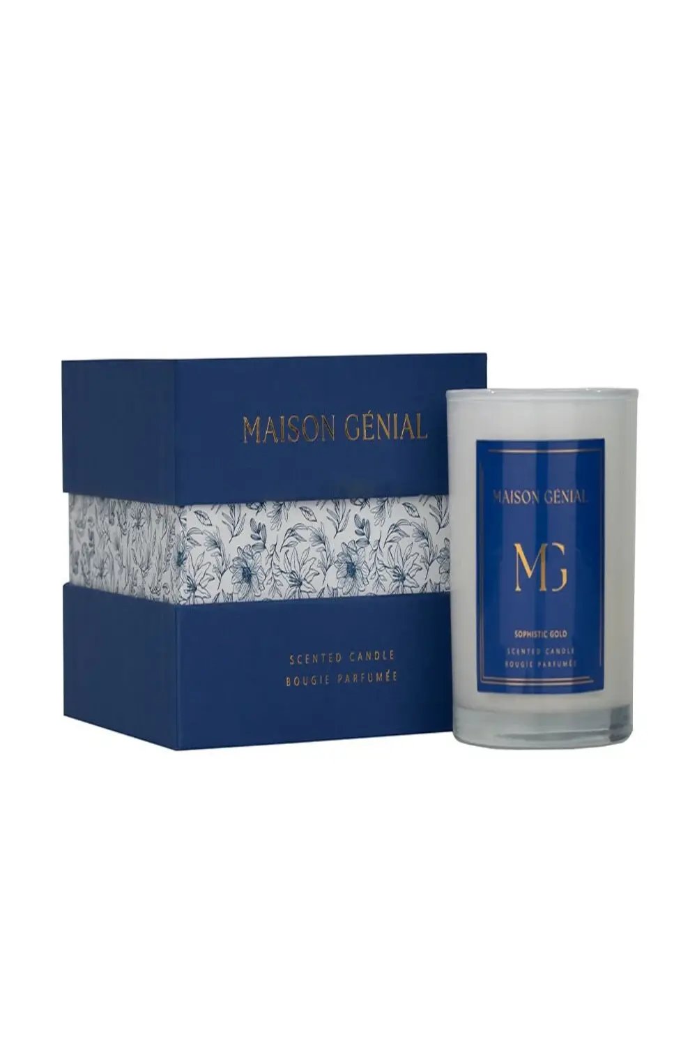 Maison Genial-Maison Genial Luxury Sophistic Gold Mavi Mum Orta Boy 210g-Mum-1-fleurdirect.live