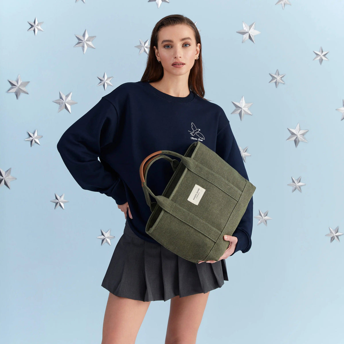 Maison Sacrée-Miramar Khaki Large Shoulder Bag-Miramar-2-fleurdirect.live