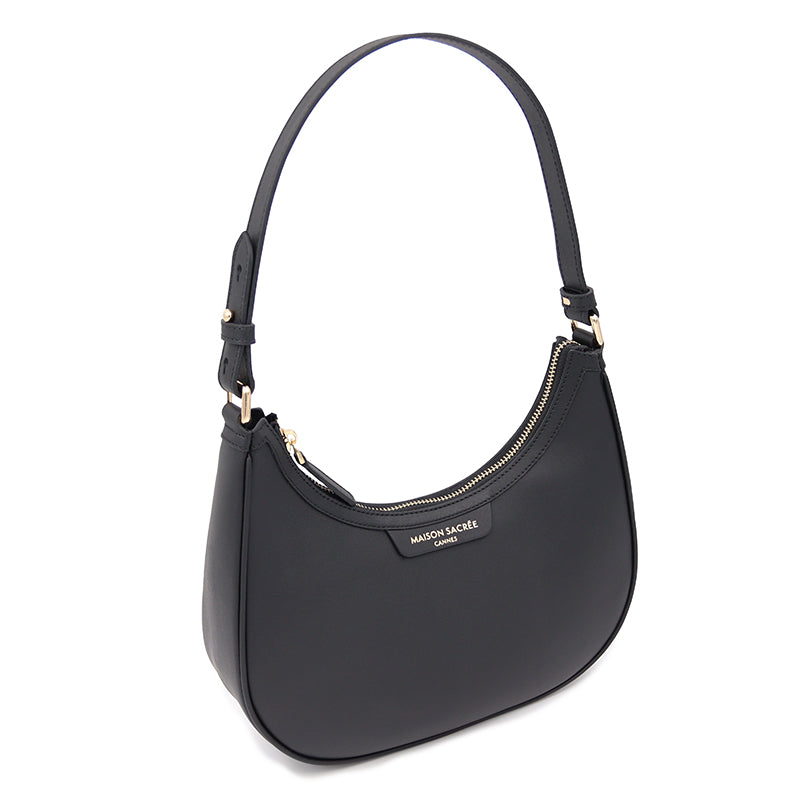 Maison Sacrée-Mirandole Black Leather Shoulder Bag-Omuz Çantası-2-fleurdirect.live