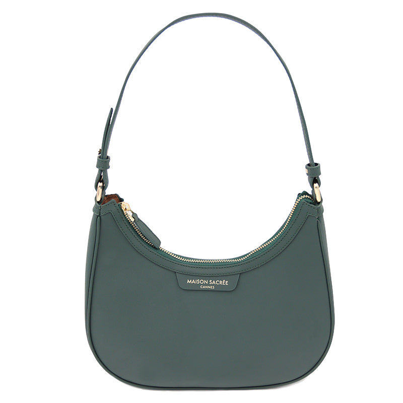 Maison Sacrée-Mirandole Dark Green Leather Shoulder Bag-Omuz Çantası-1-fleurdirect.live