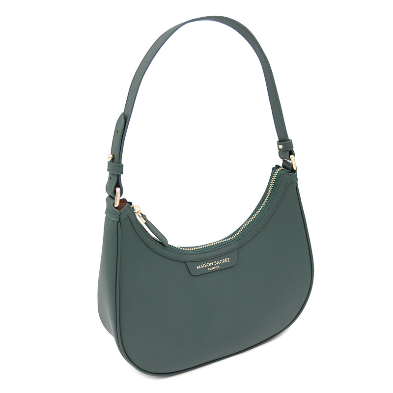 Maison Sacrée-Mirandole Dark Green Leather Shoulder Bag-Omuz Çantası-2-fleurdirect.live