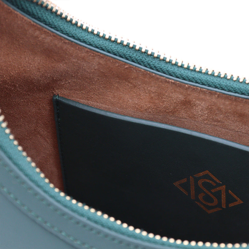 Maison Sacrée-Mirandole Dark Green Leather Shoulder Bag-Omuz Çantası-5-fleurdirect.live