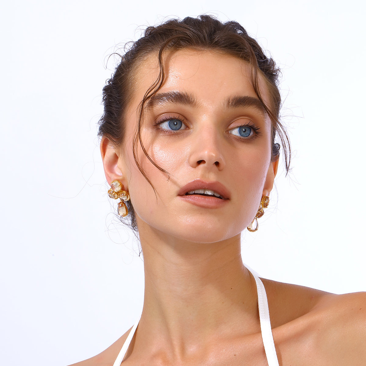 Maison Soula-Aqua Earrings Champagne-Earrings-2-fleurdirect.live