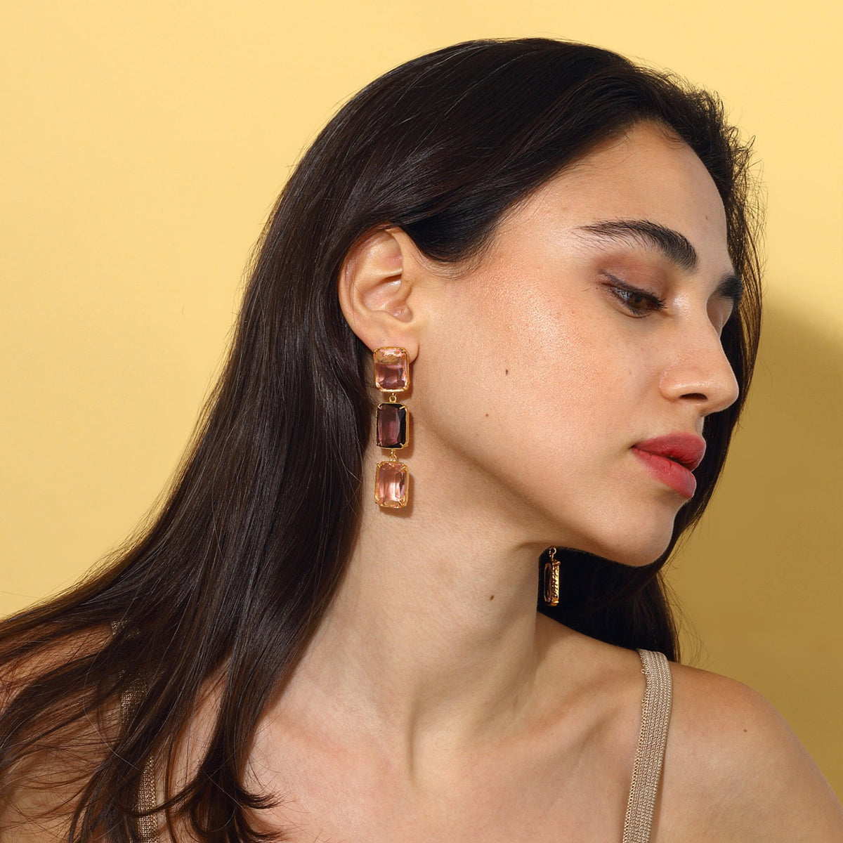 Maison Soula-Donna Earrings Rose Pink & Amethyst-Earrings-2-fleurdirect.live
