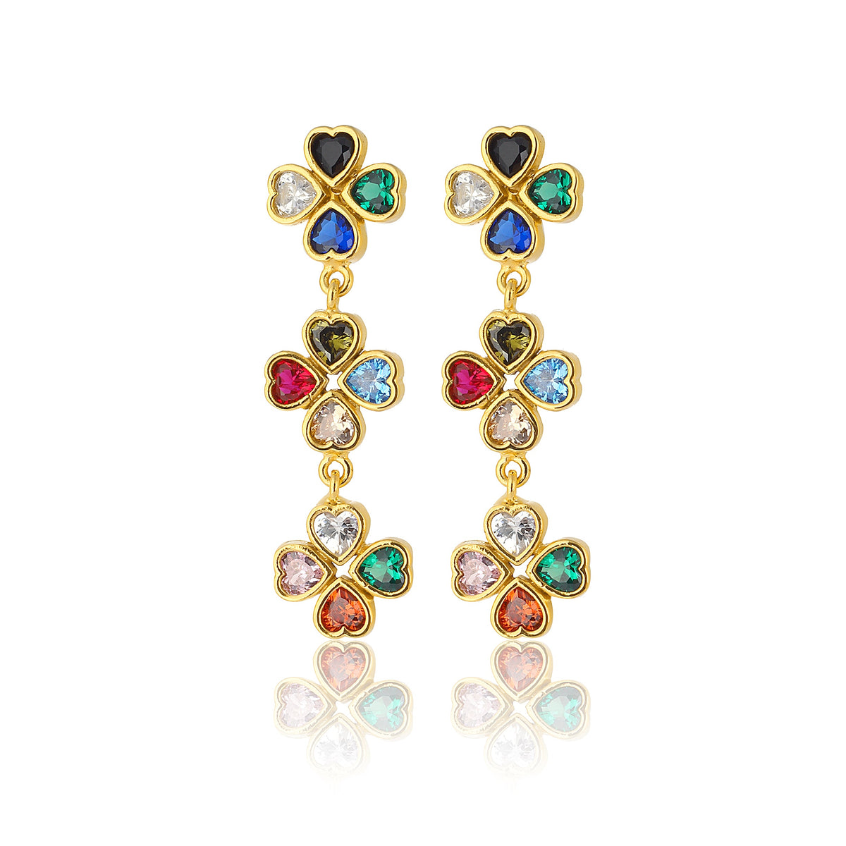Maison Soula-Clover Trio Drop Earrings-Earrings-1-fleurdirect.live