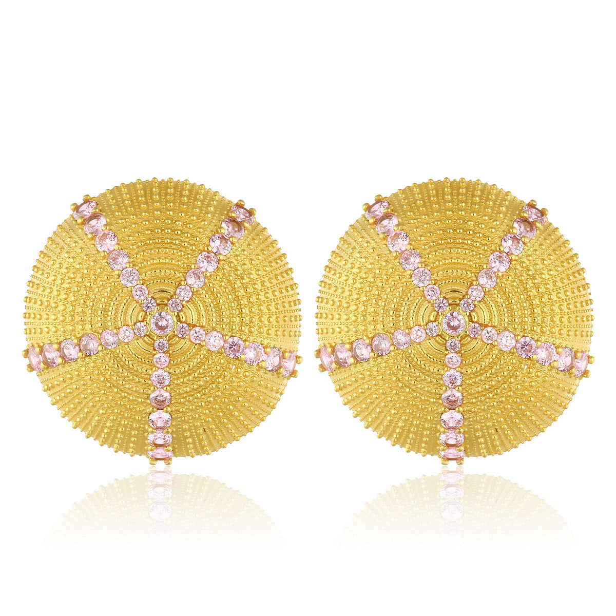 Maison Soula-Sea Urchin Earrings Rose Pink-Earrings-1-fleurdirect.live