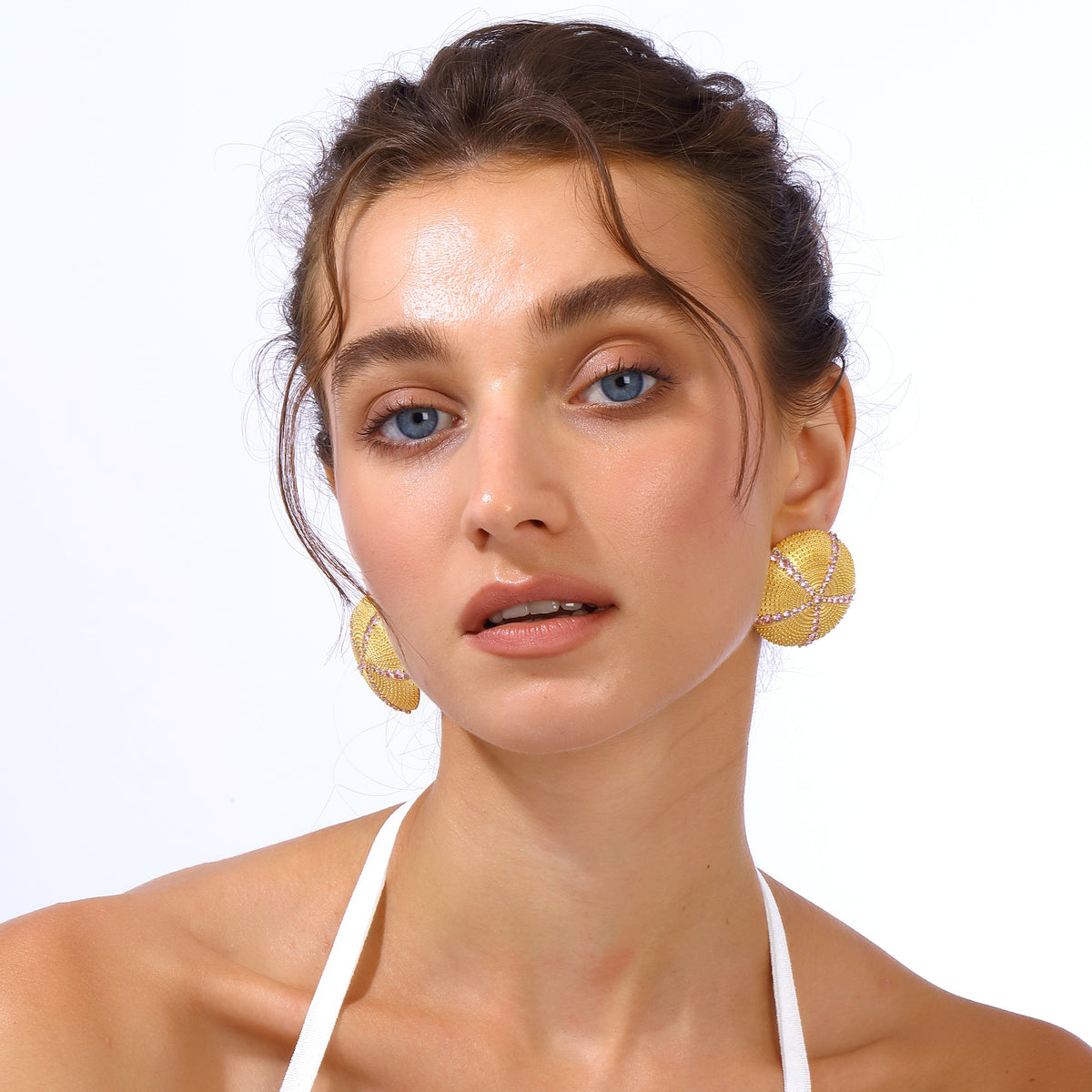 Maison Soula-Sea Urchin Earrings Rose Pink-Earrings-2-fleurdirect.live