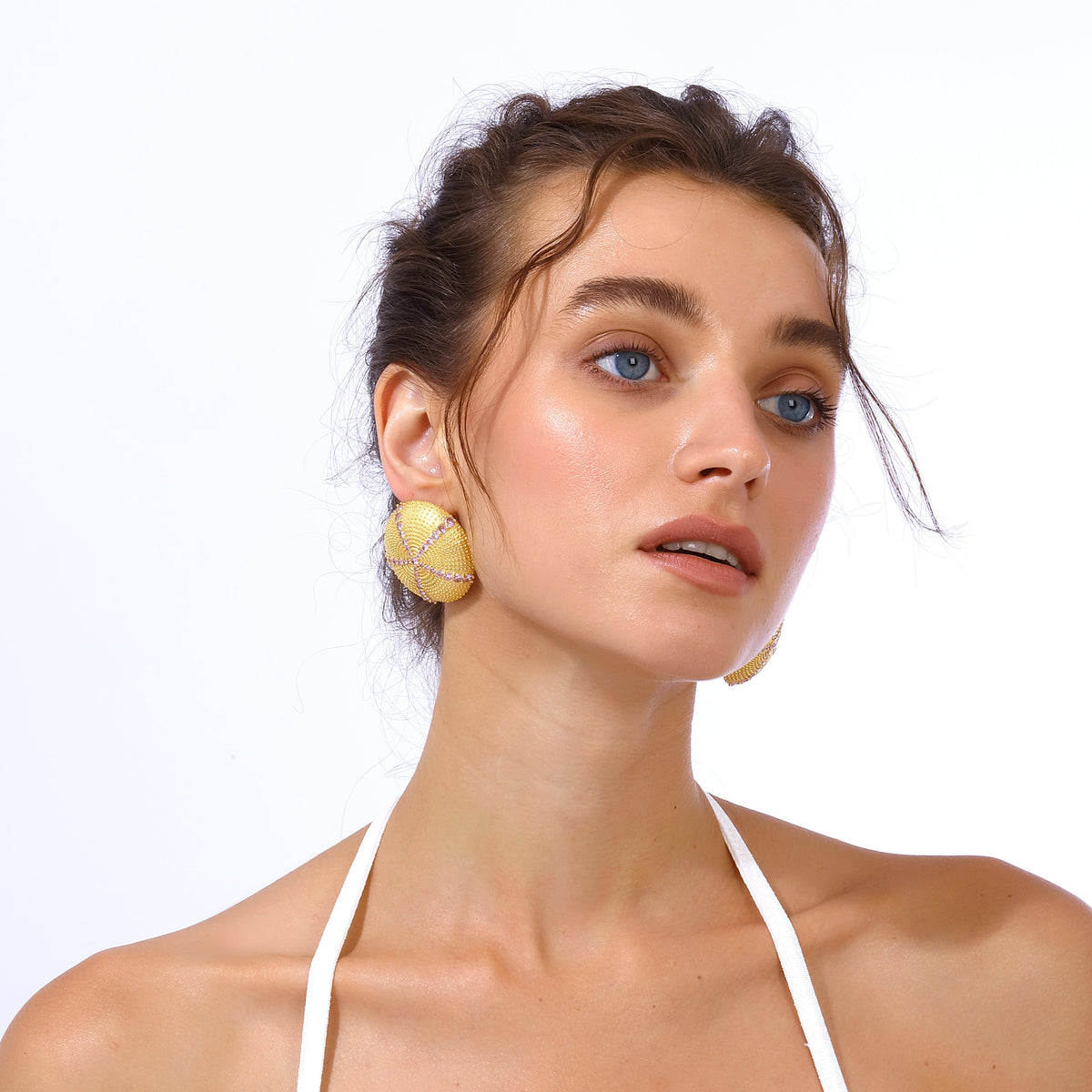 Maison Soula-Sea Urchin Earrings Rose Pink-Earrings-4-fleurdirect.live