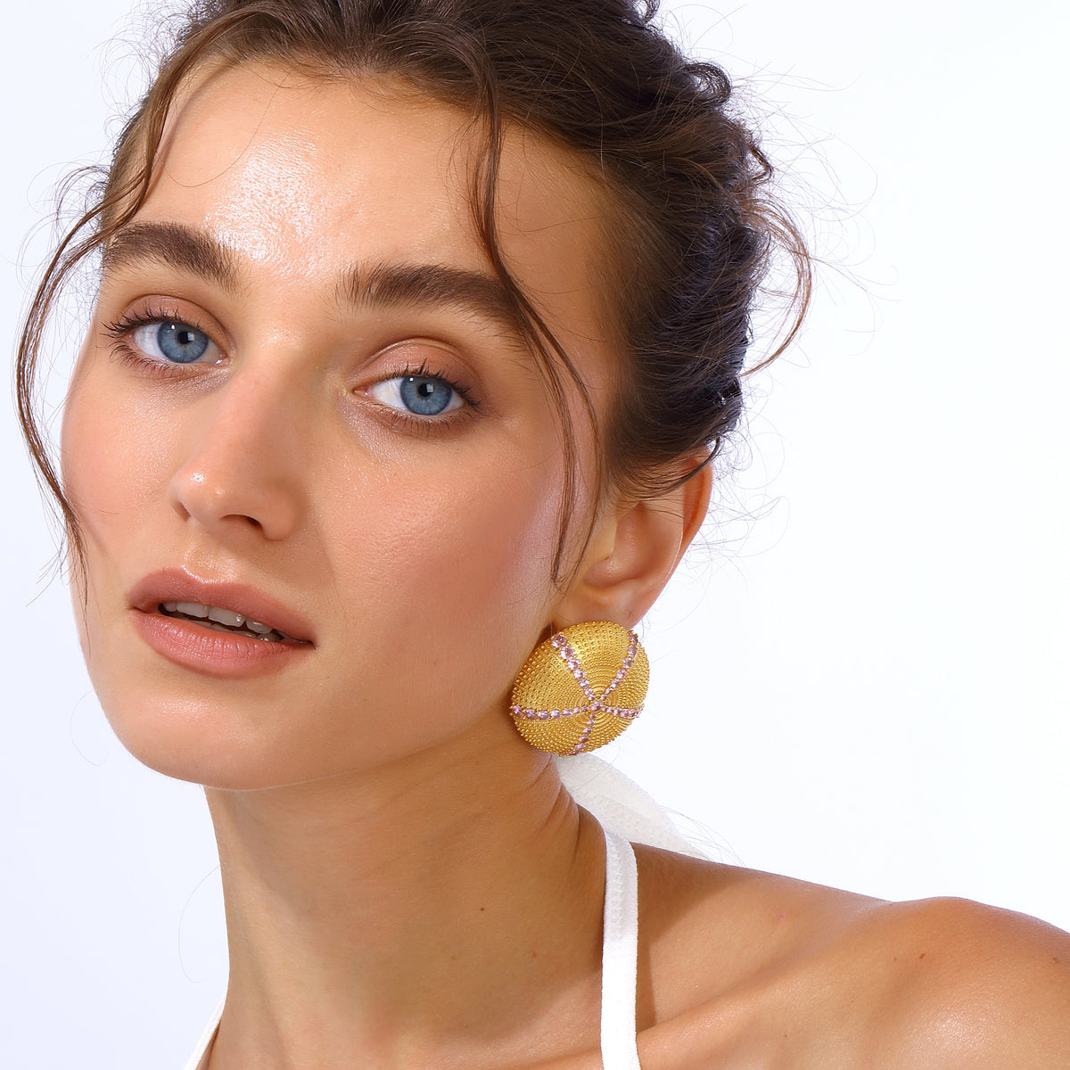 Maison Soula-Sea Urchin Earrings Rose Pink-Earrings-5-fleurdirect.live