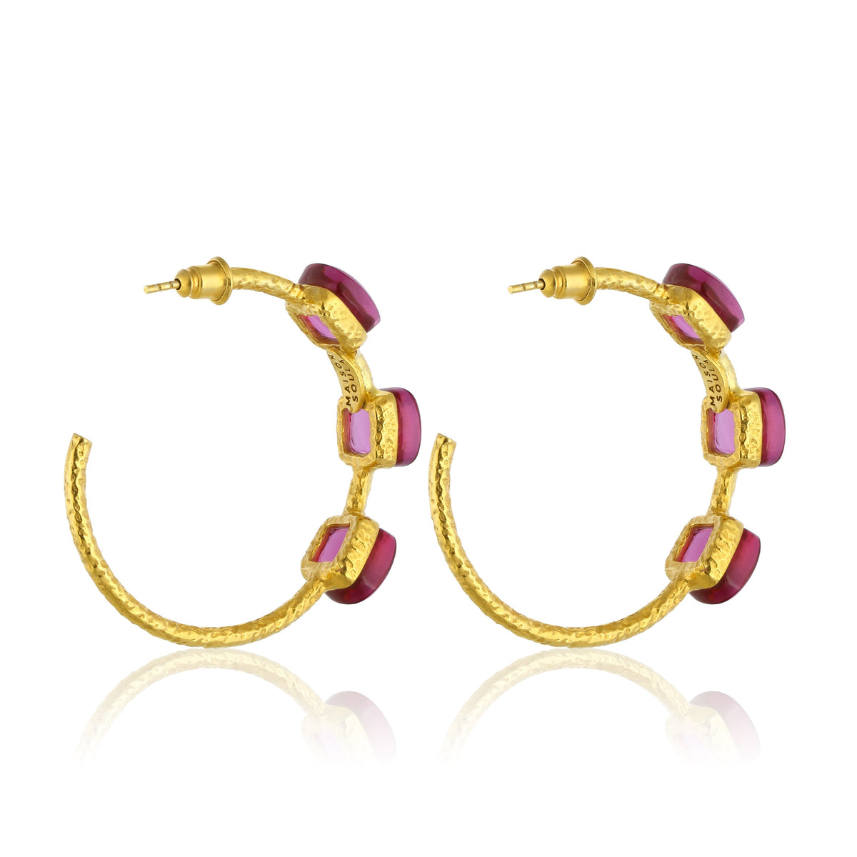 Maison Soula-Siena Hoop Earrings Ruby Pink-Earrings-4-fleurdirect.live