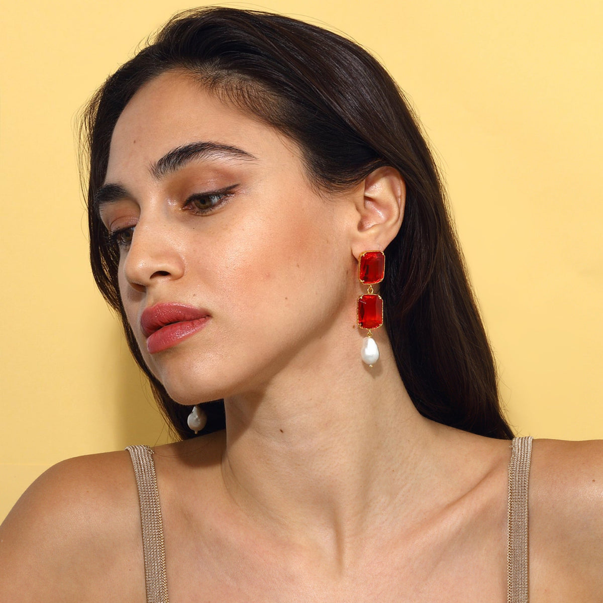 Maison Soula-Sloane Earrings Emerald Red-Earrings-5-fleurdirect.live