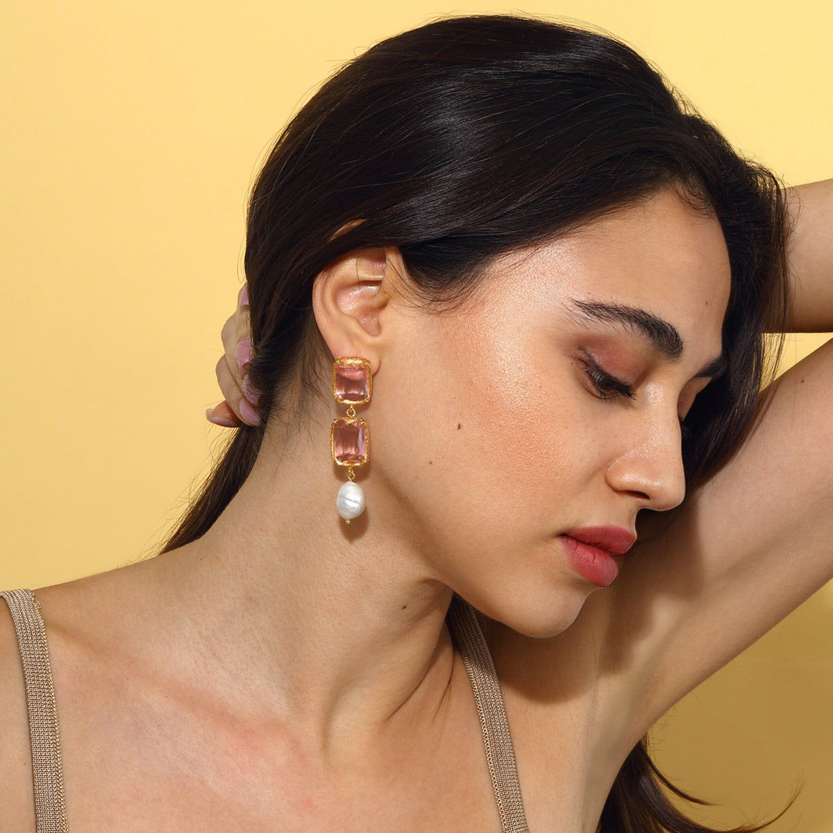 Maison Soula-Sloane Earrings Rose Pink-Earrings-2-fleurdirect.live